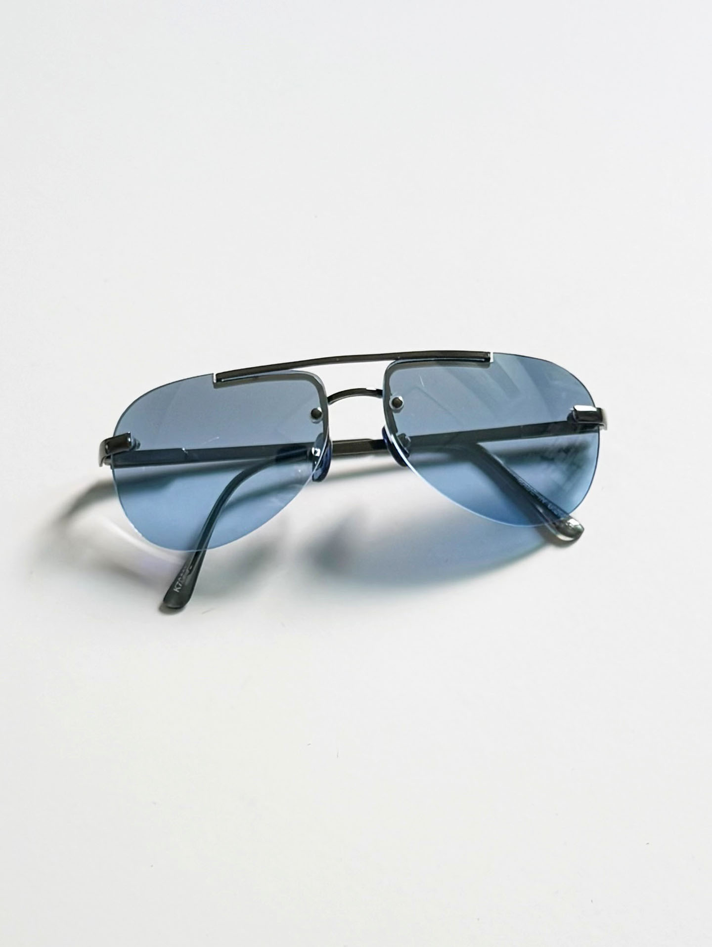 Double Bridge Rimless Metal Tint Sunglasses