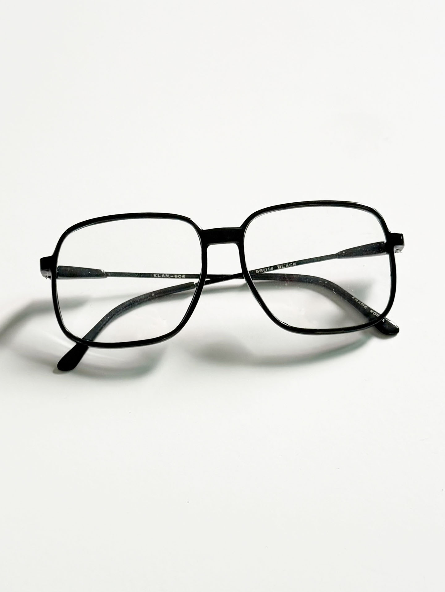 80's ELAN Epoxy Black Oversized Square Horn-Rim Glasses