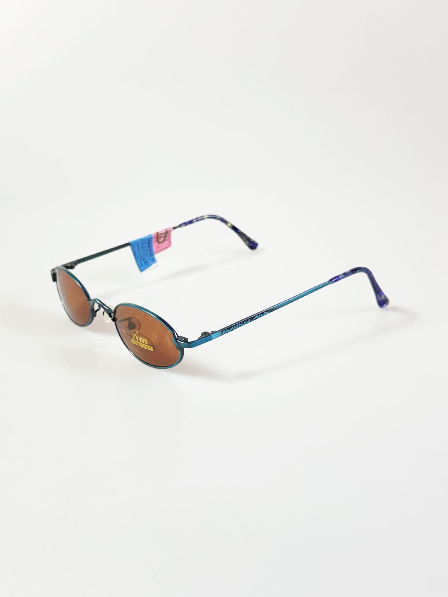 90's Christian Kevin Slim Oval Deep Blue Metal Frame Sunglasses