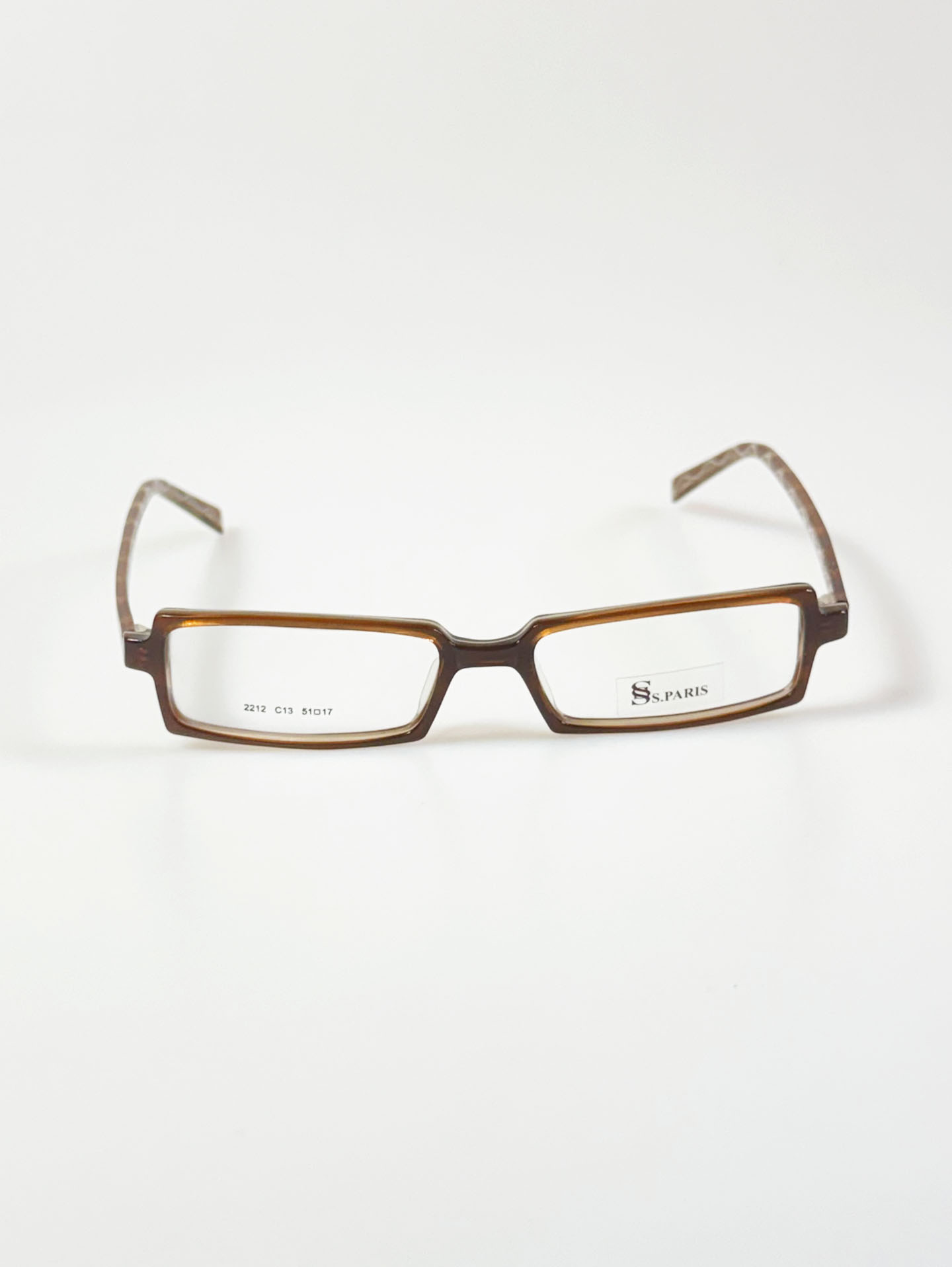 SS.PARIS Slim Square Brown Acetate Glasses