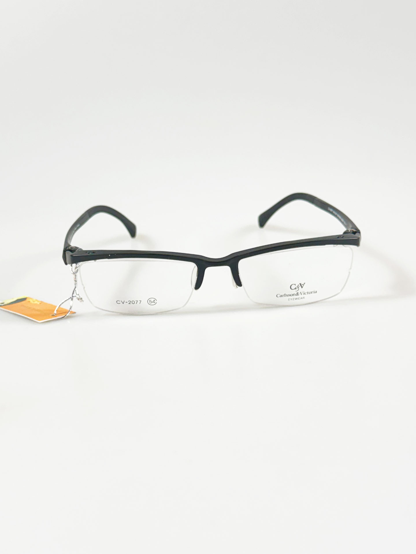 CARLSSON & VICTORIA Black Square Half-Rim Glasses
