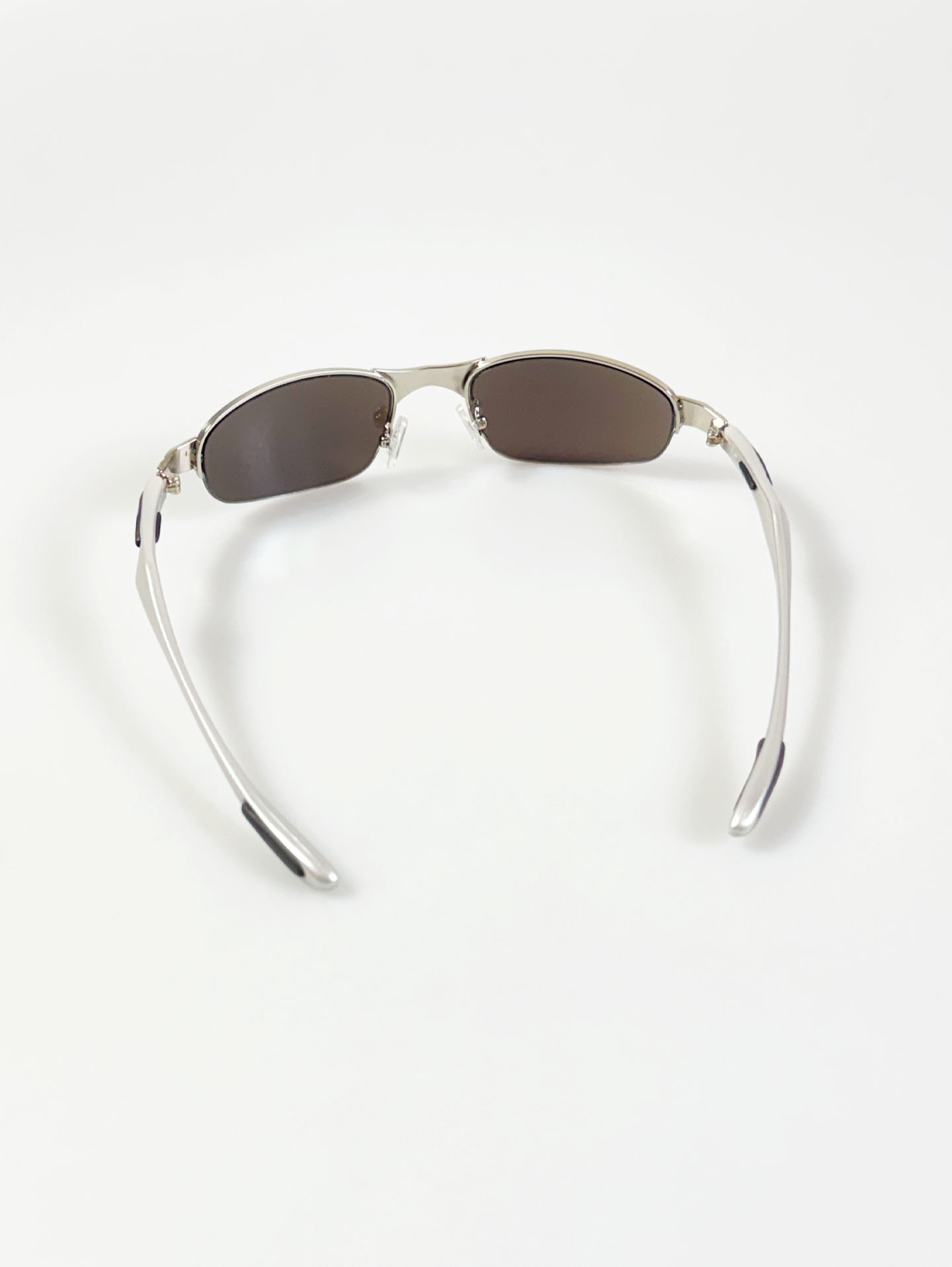 Silver Semi-Rimless Square Metal Mirrored Sunglasses
