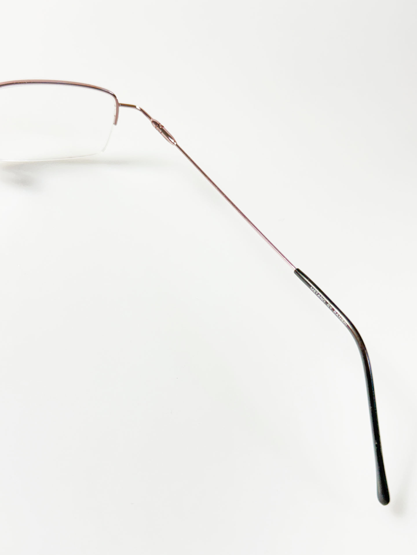 90's METANO Light Pink Metal Semi-Rimless Square Frame Glasses