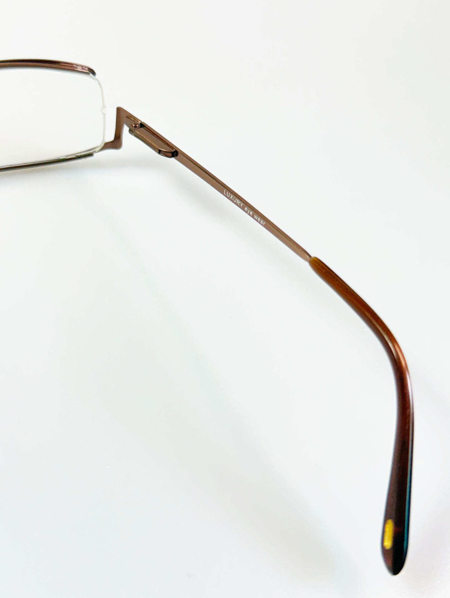 Luxury Occhiali Under-Rim Brown Square Metal Glasses