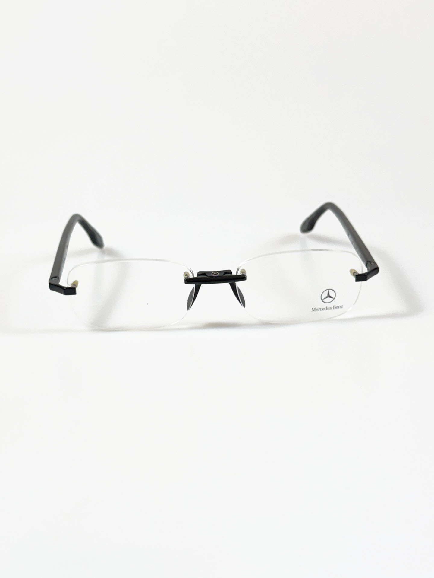 MERCEDES-BENZ Black Rimless Square Frame Glasses