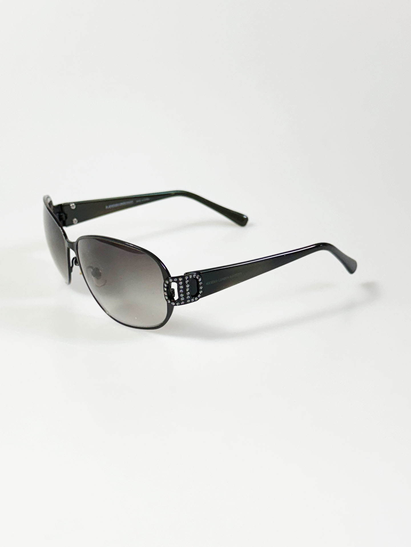 MICHIKO LONDON Black Oversized Butterfly Metal Frame Sunglasses