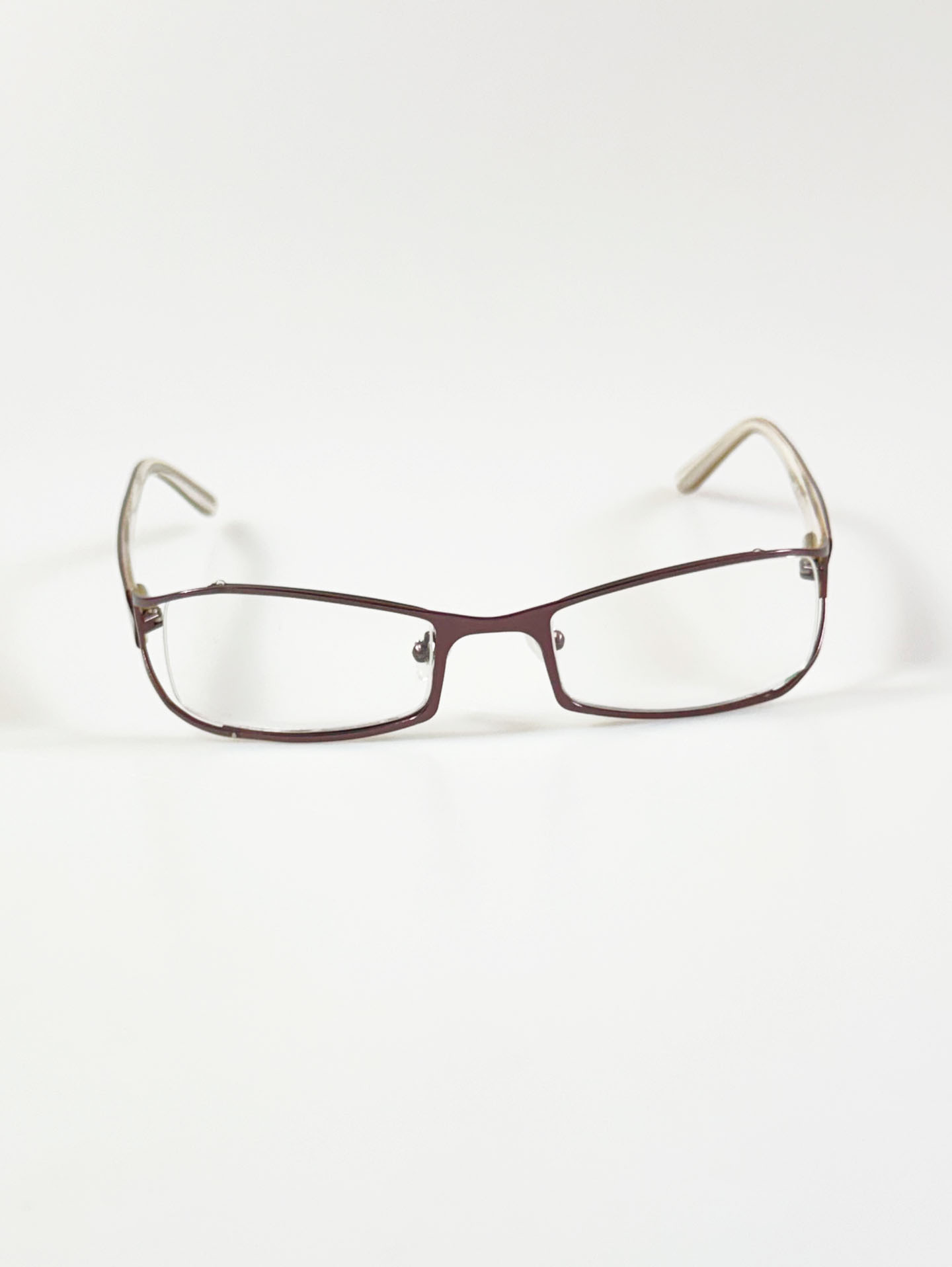 PRIME EYEWEAR Brown Slim Square Metal Frame Glasses