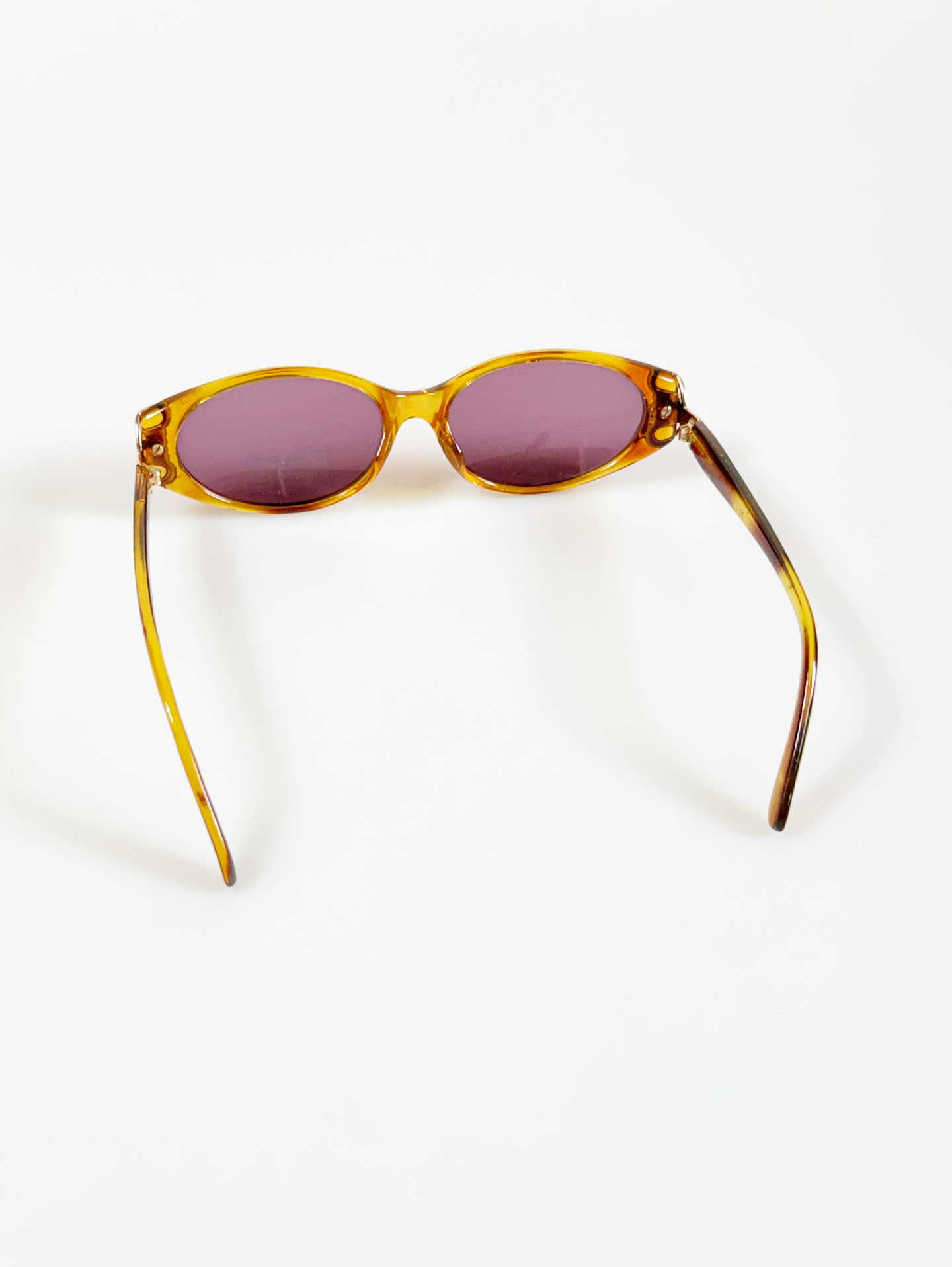 90's TANTE MARIE Amber Tortoishell Bold Oval Tint Sunglasses
