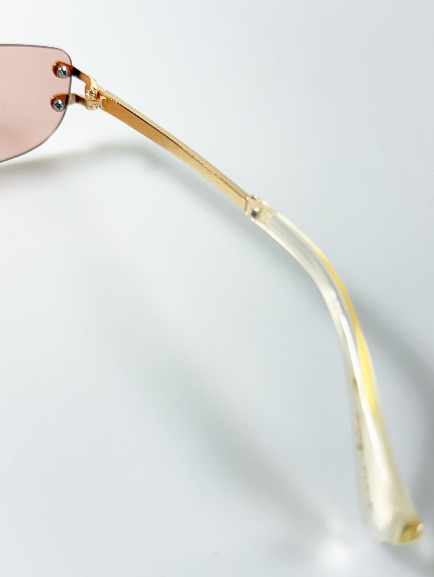 Gold Metal Rimless Square Tint Sunglasses