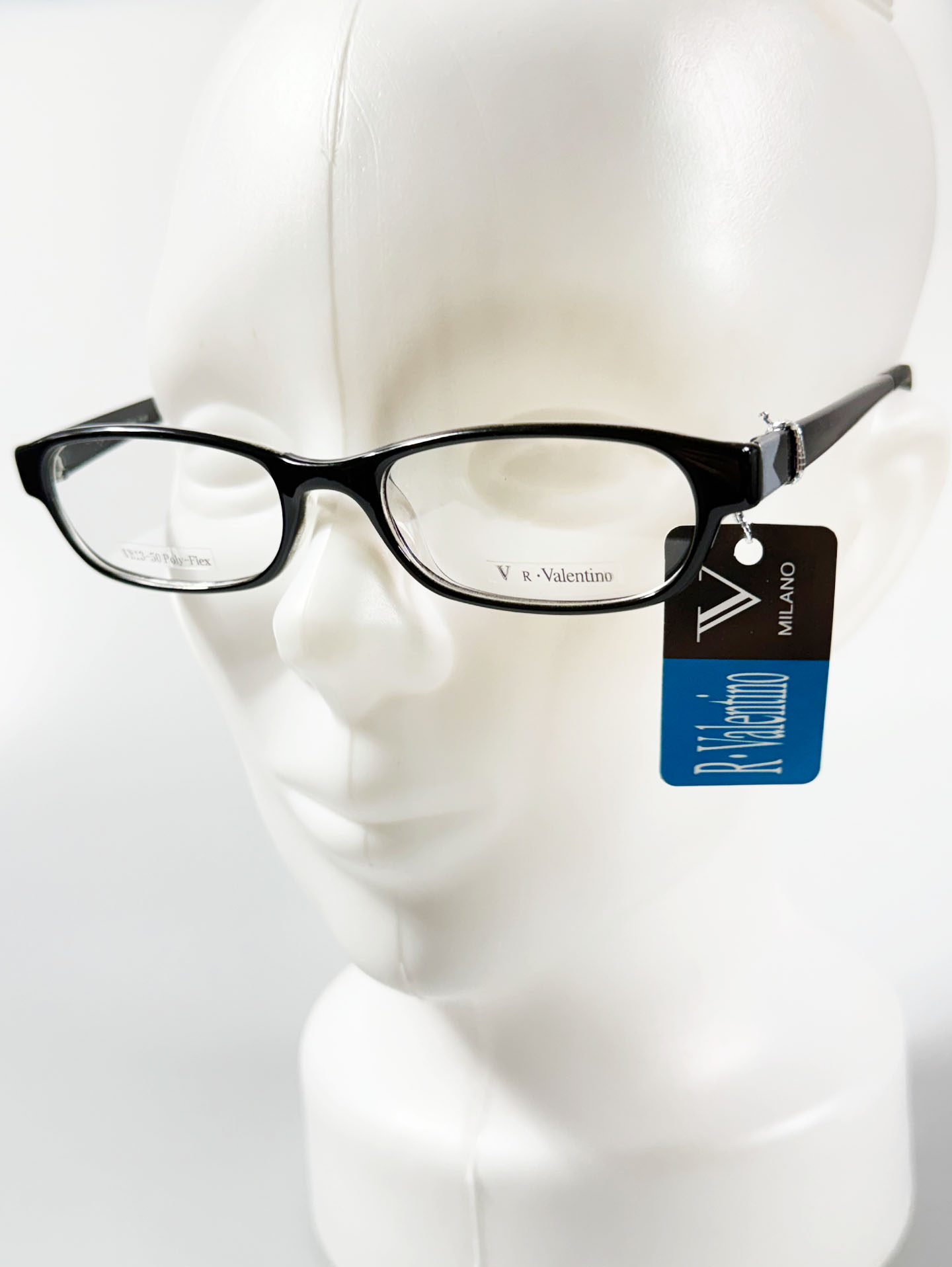90's RUDOLPH VALENTINE Black Slim Square Horn-Rim Glasses
