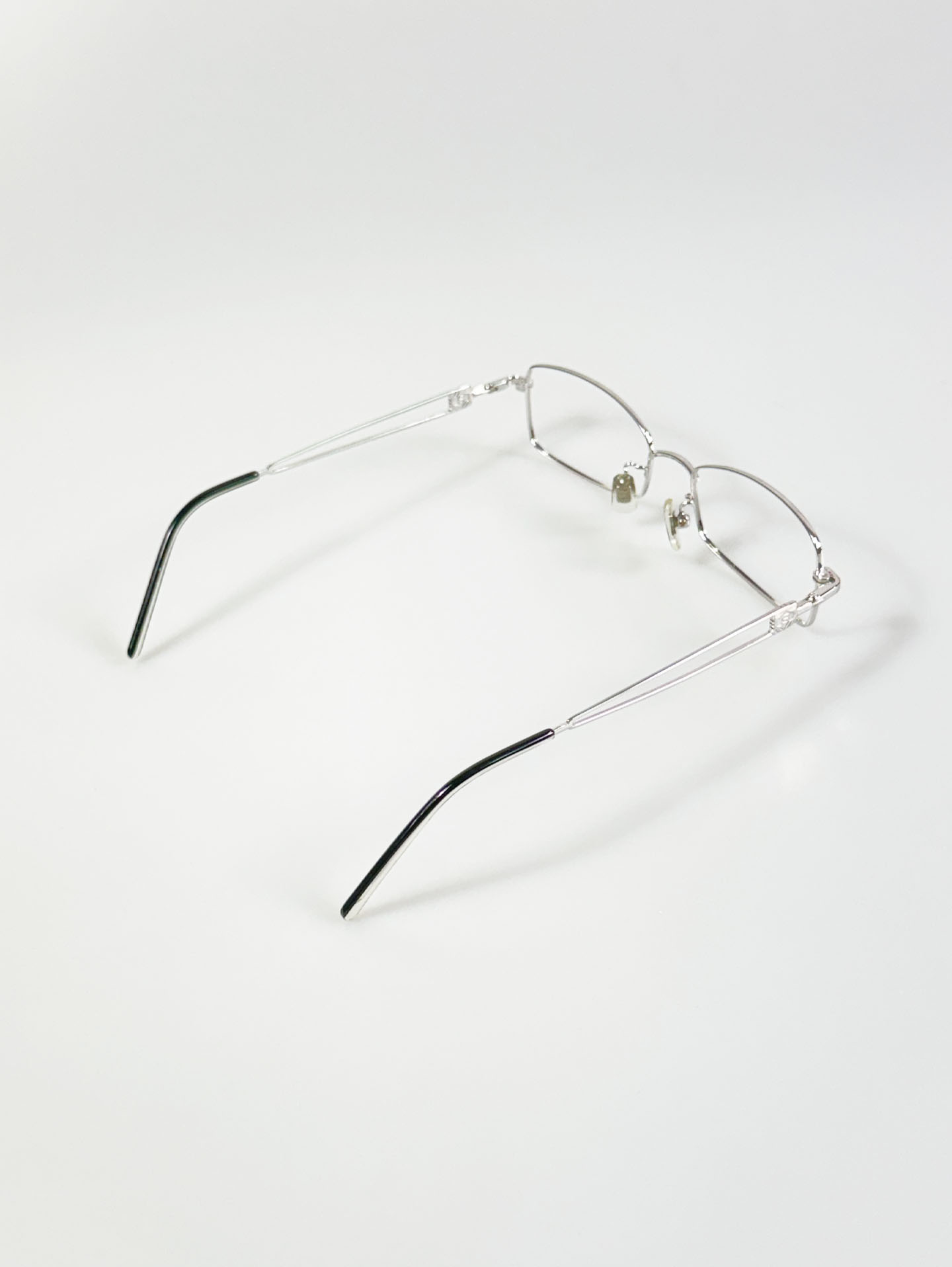 R&B Eyewear Silver Slim Square Metal Glasses