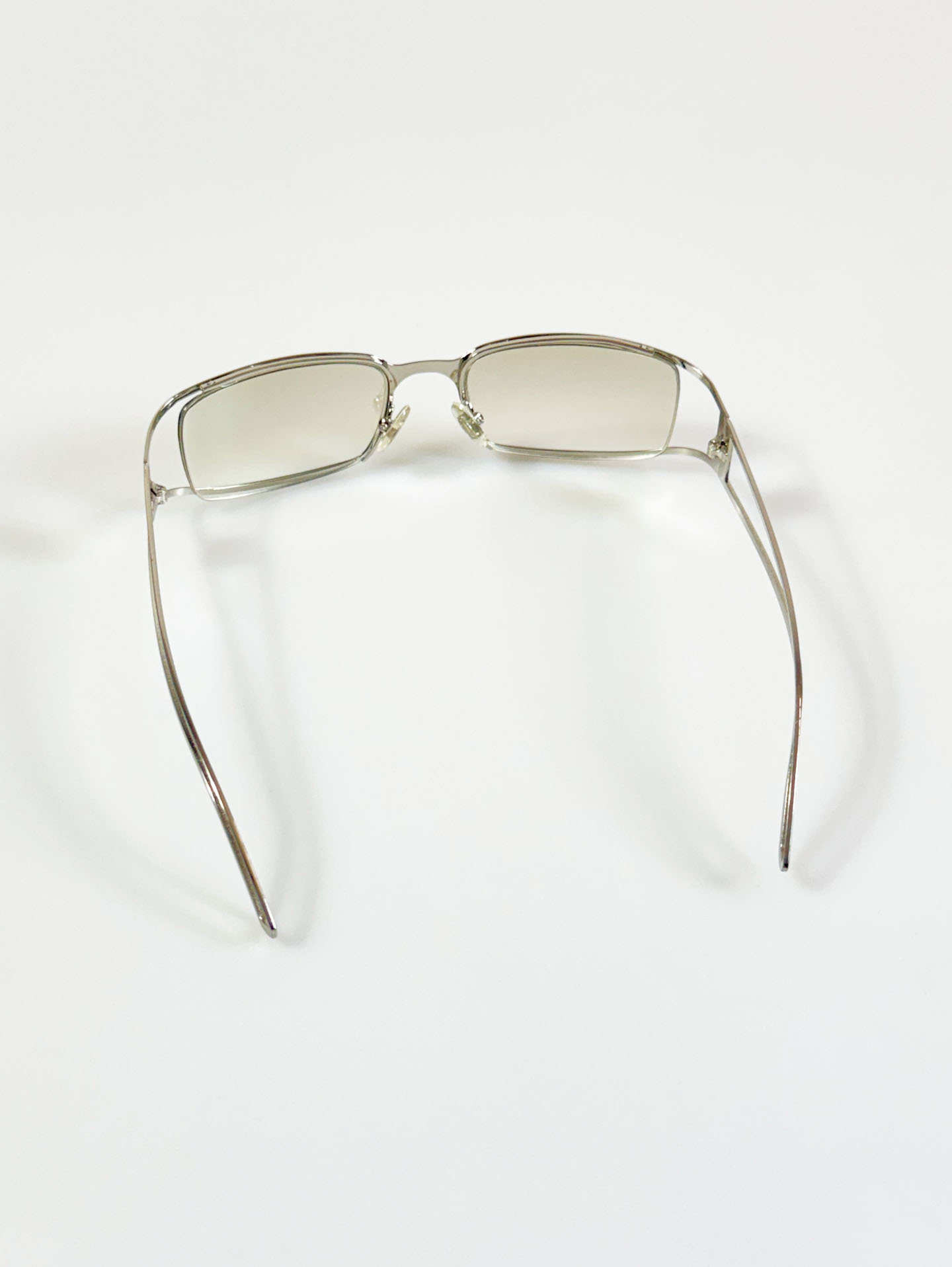 CAPRIO Silver Slim Square Metal Clear Tinted Sunglasses