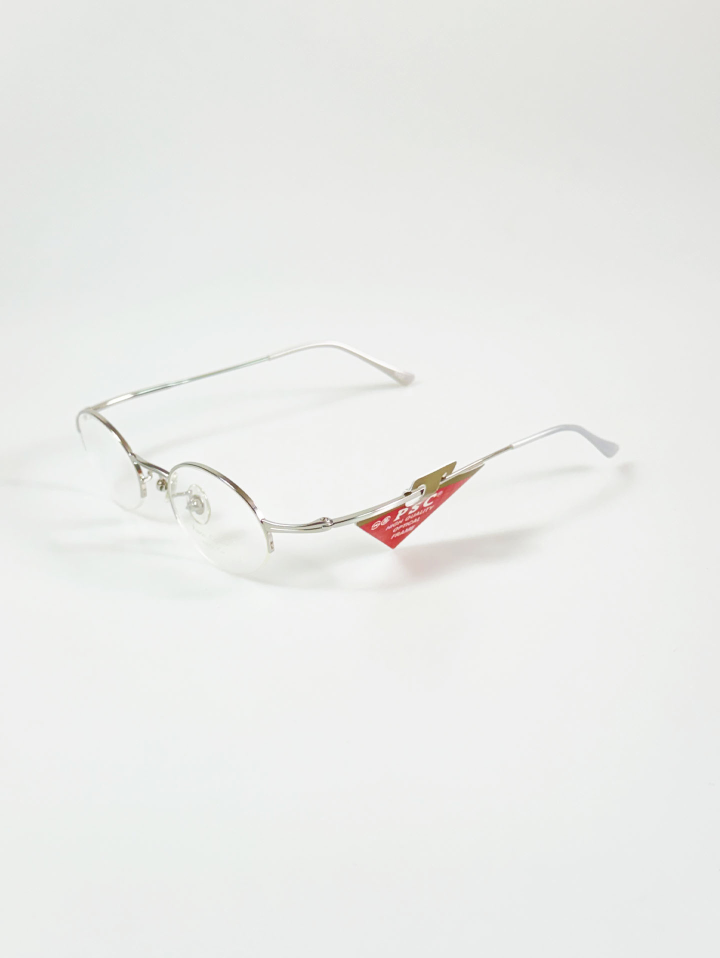 P.S.C Fashion Silver Slim Oval Half-Rim Metal Frame Glasses