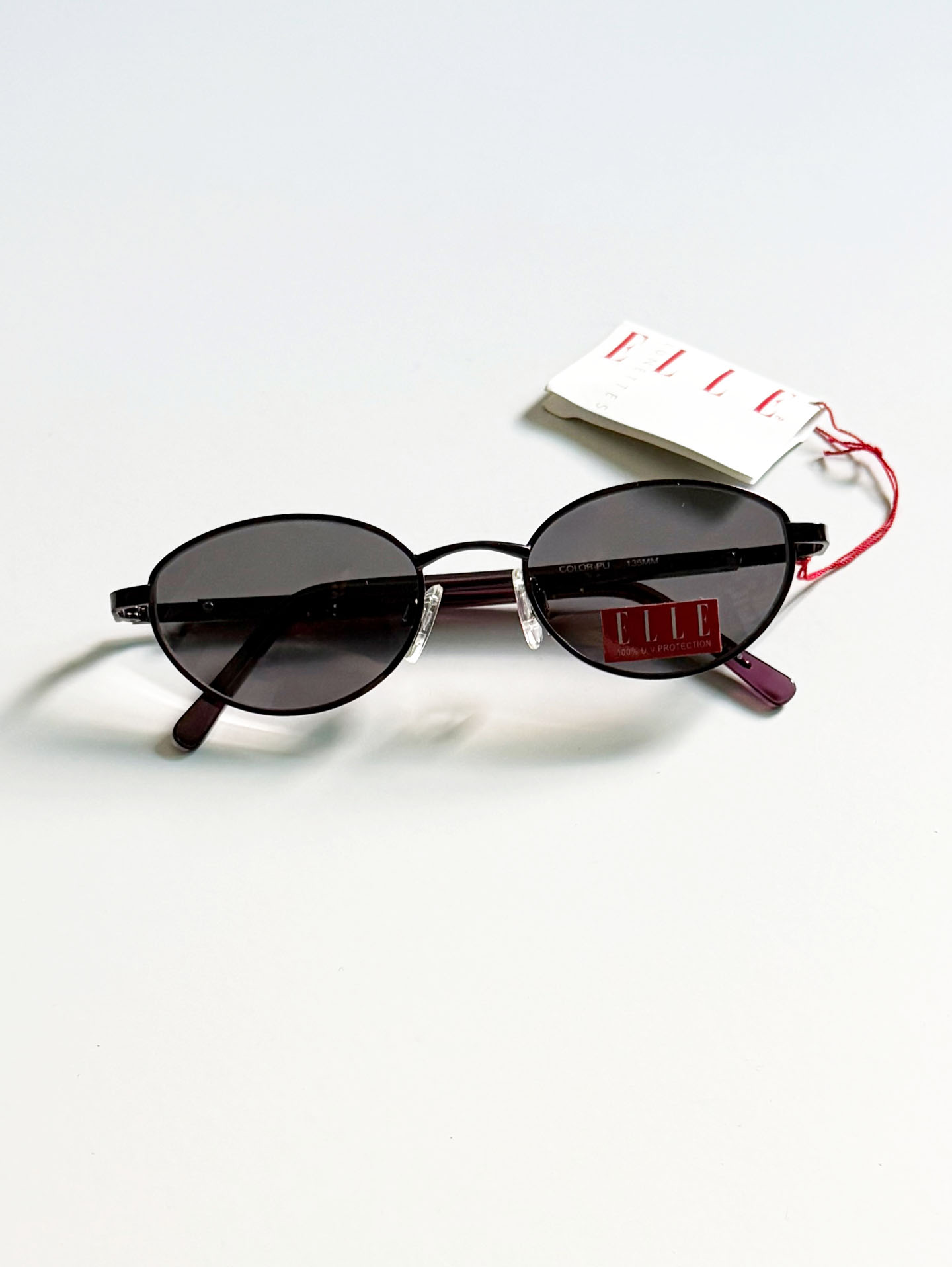 90s ELLE Violet Slim Oval Metal Frame Sunglasses