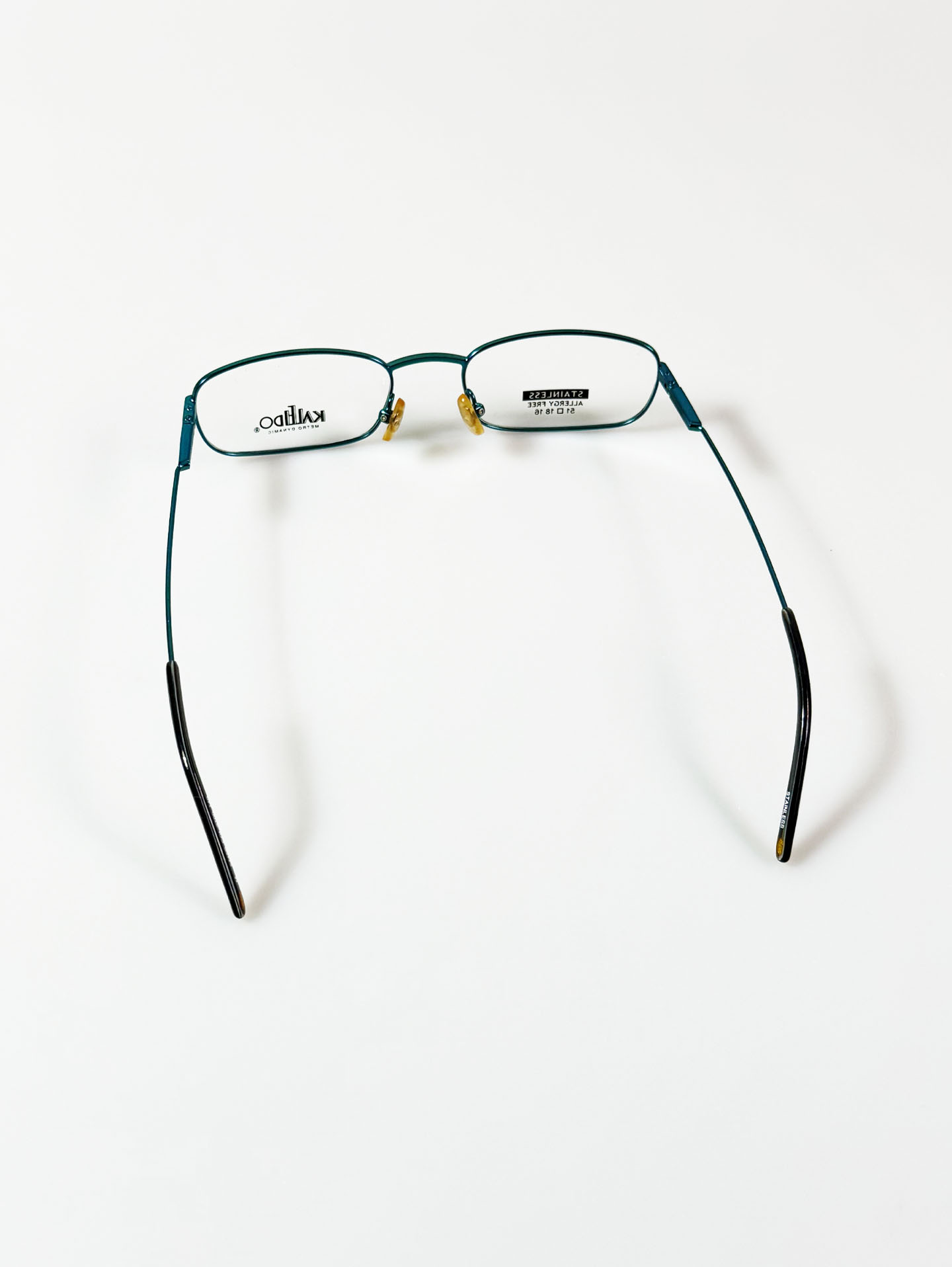 90's KALEIDO Teal Slim Square Metal Frame Glasses