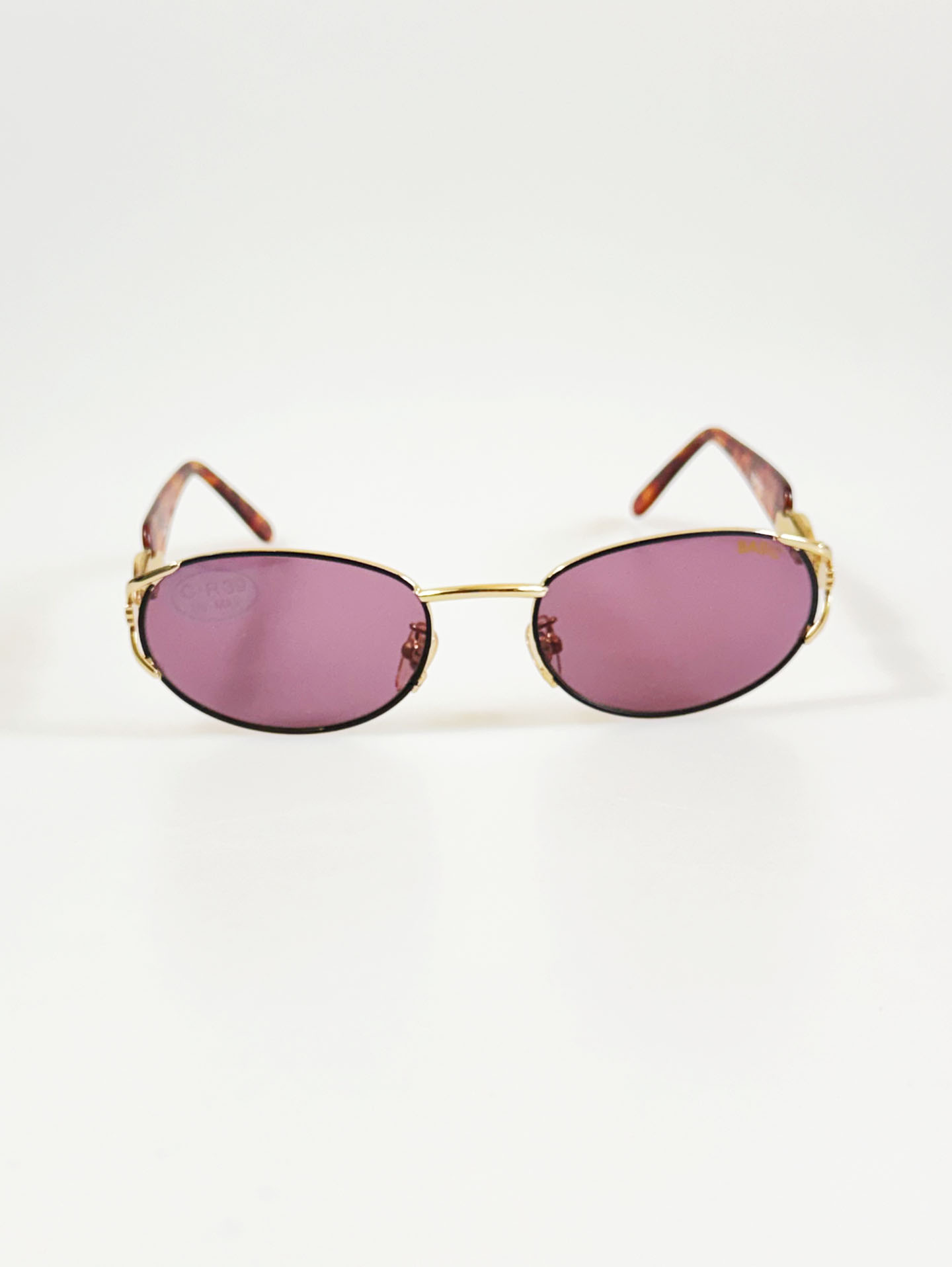 90's BASIC Gold Slim Oval Tint Metal Sunglasses