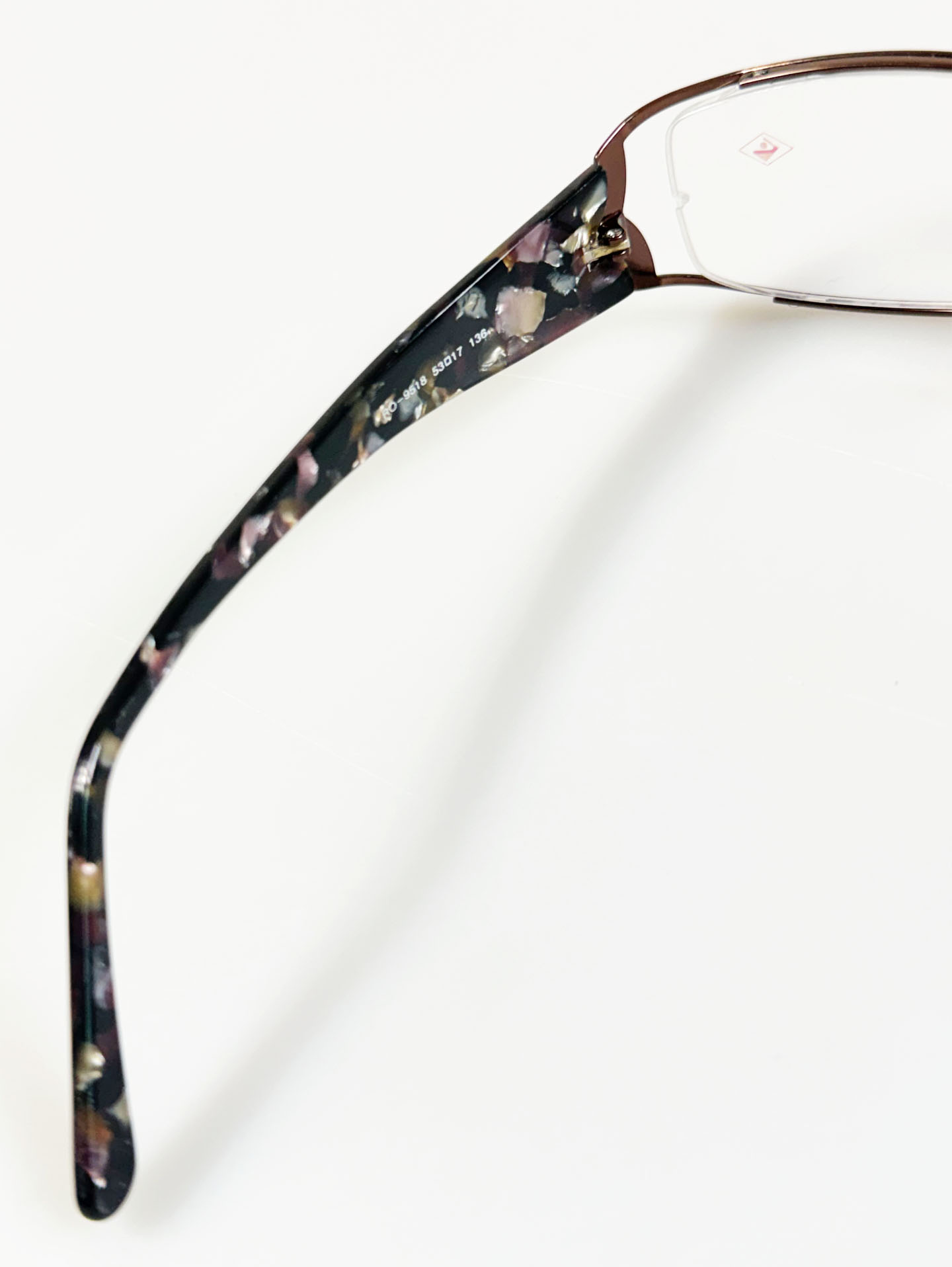 ROSSETI Brown Slim Square Metal Combination Frame Glasses