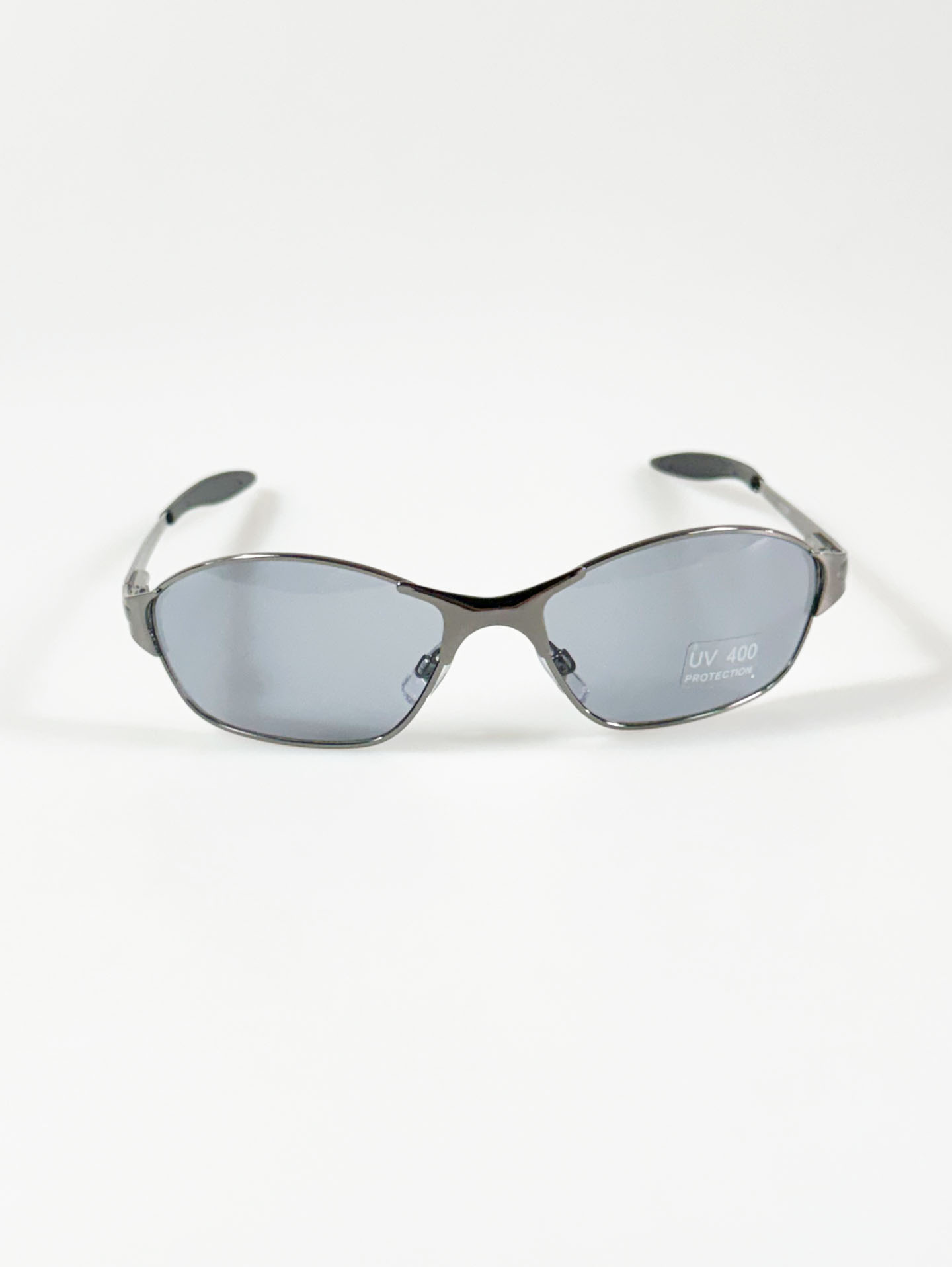 Gunmetal Wraparound Slim Square Sunglasses