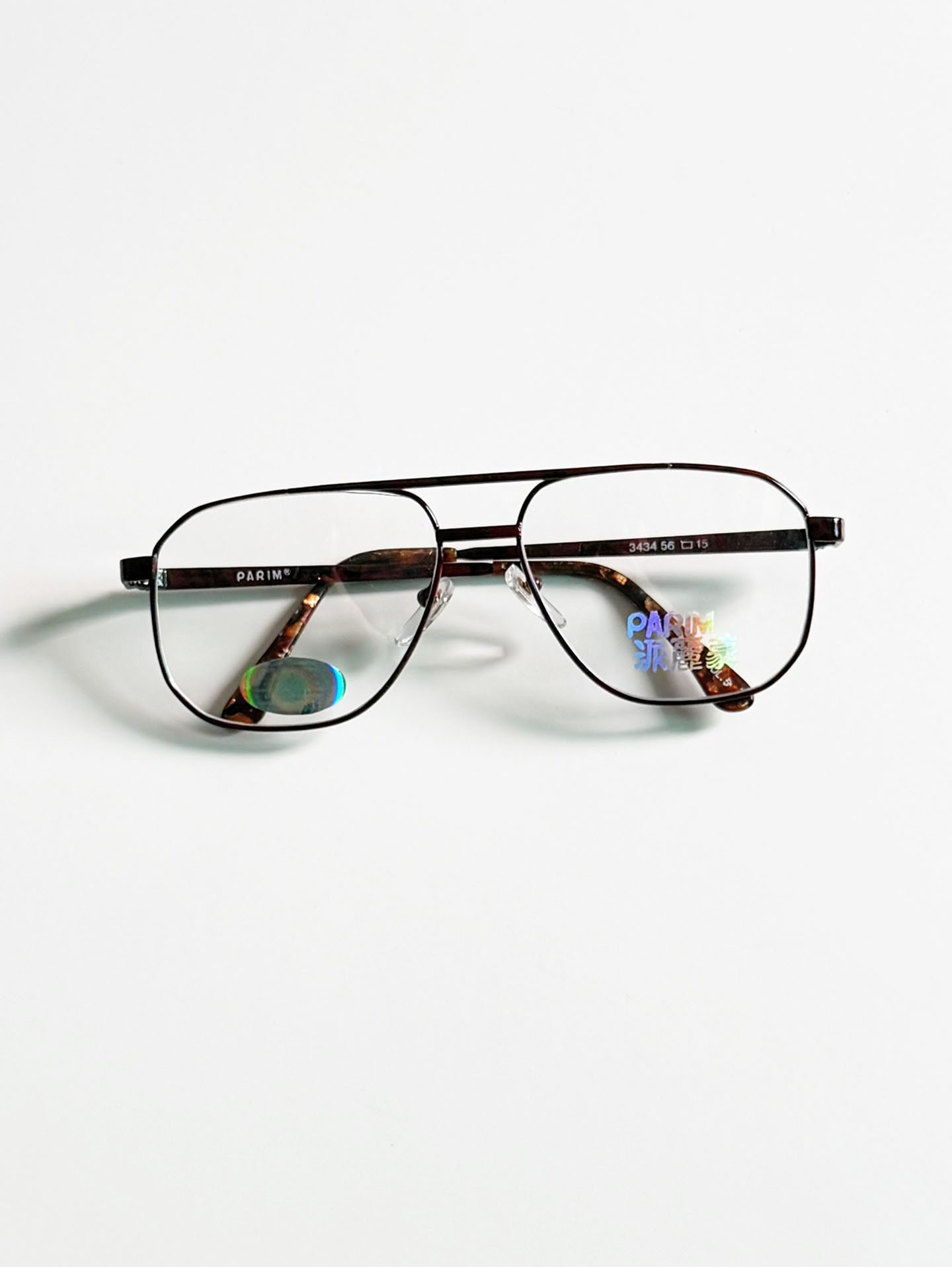 90's PARIM Brown Marble Metal Square Boeing Frame Glasses