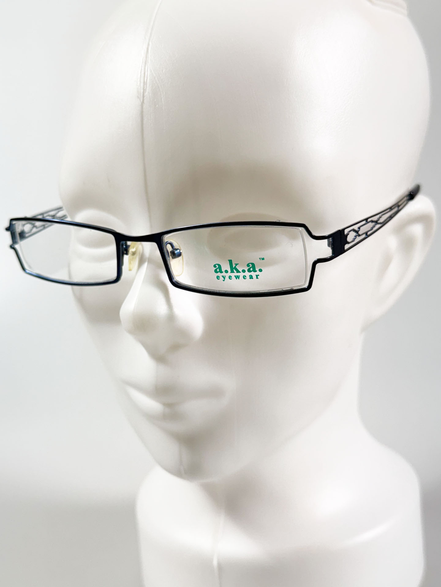 A.K.A. EYEWEAR Blue Slim Square Metal Glasses