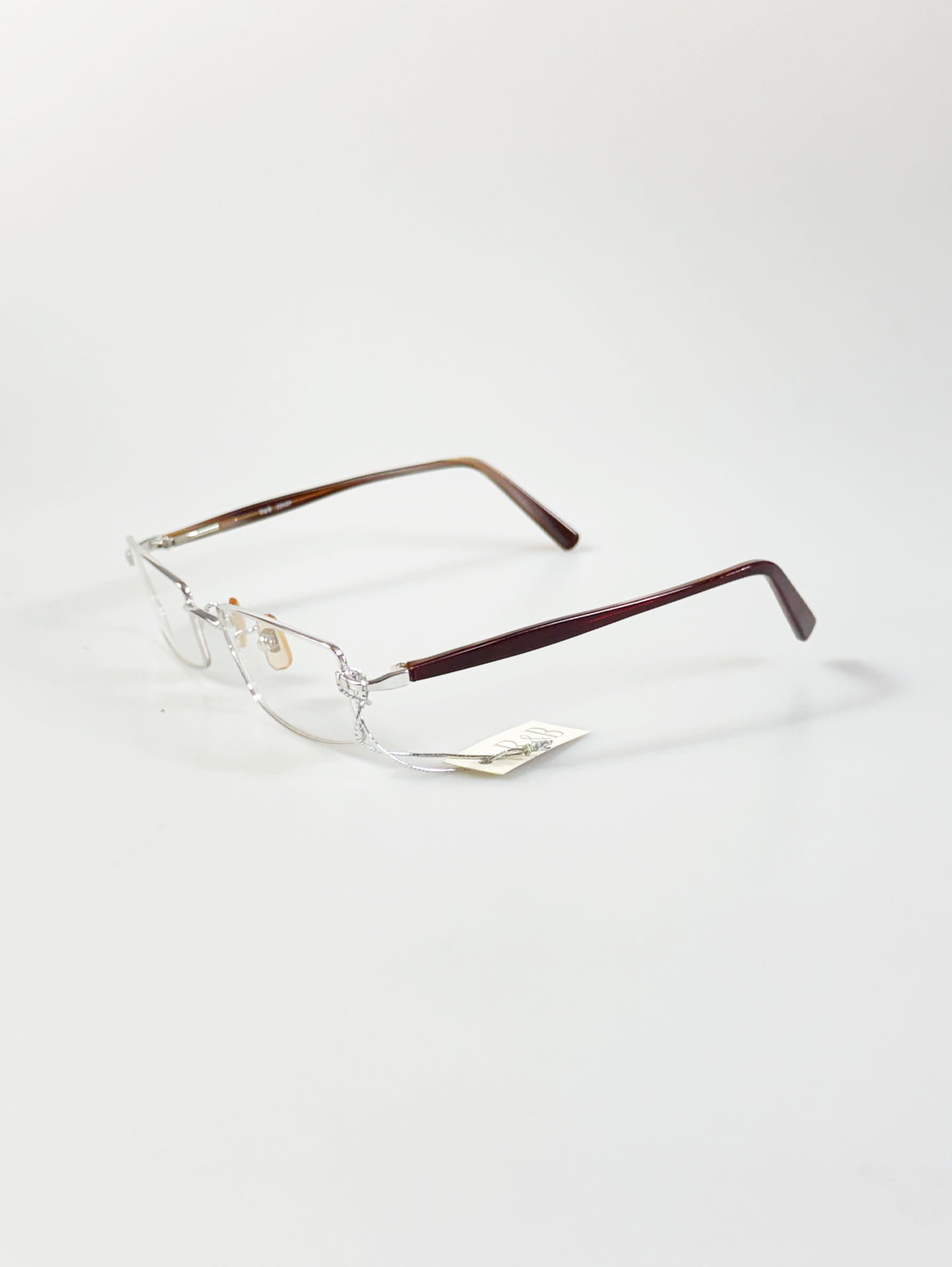 R&B Eyewear Silver Slim Square Metal Glasses