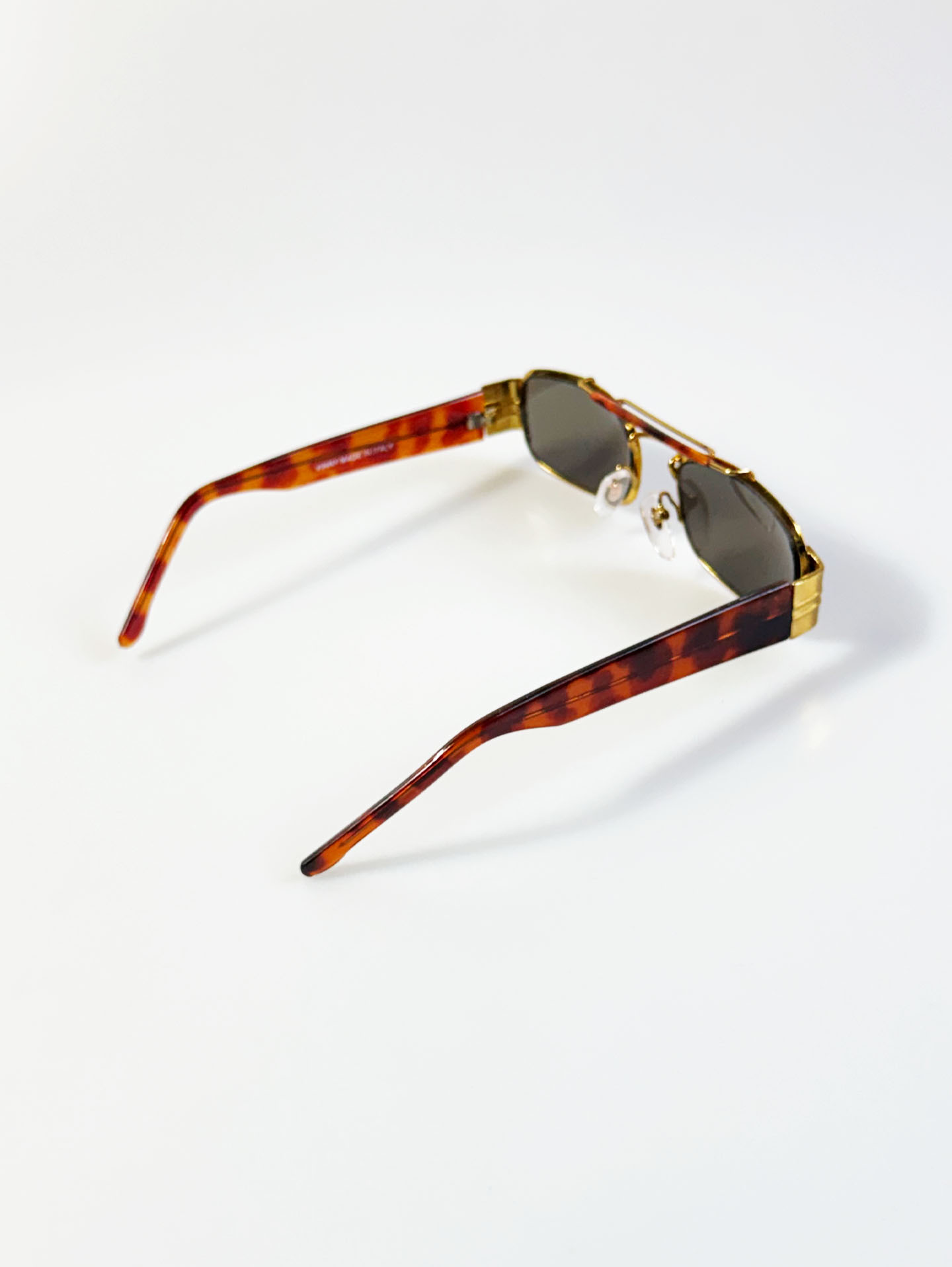 90's VINNY Gold Double Bridge Square Metal Sunglasses
