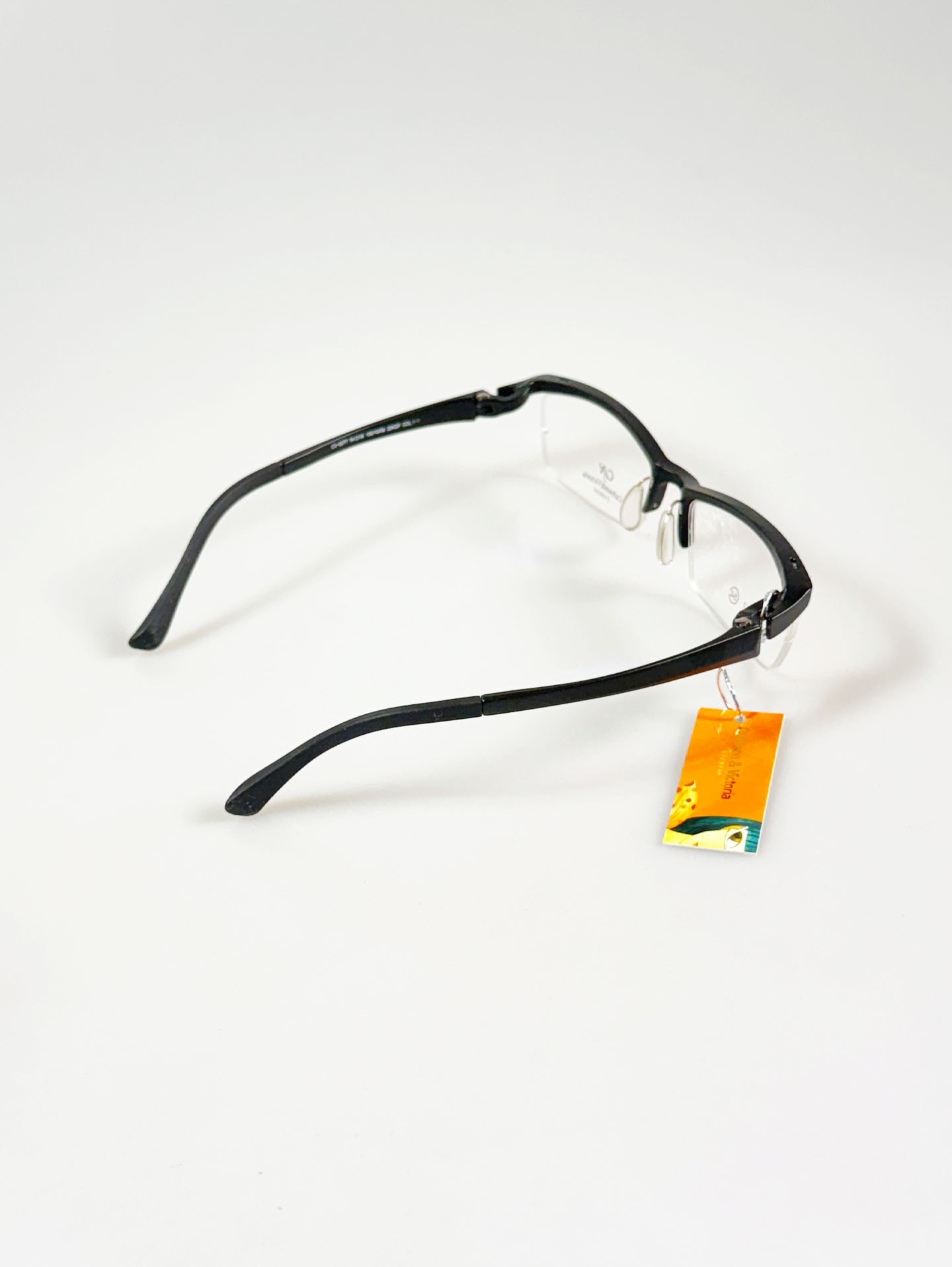 CARLSSON & VICTORIA Black Square Half-Rim Glasses