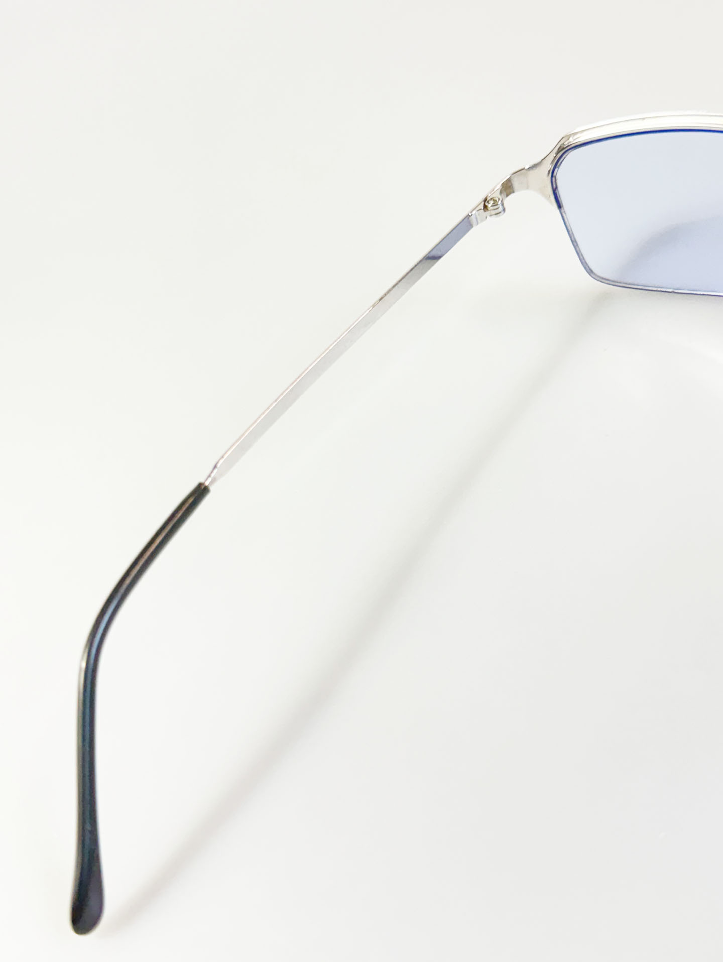 Slim Square Semi-Rimless Silver Metal Tinted Glasses