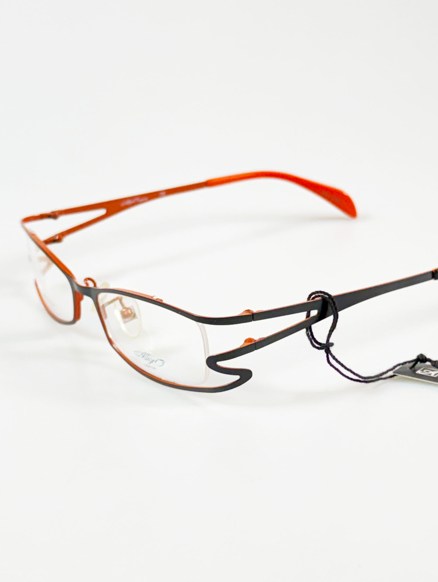 ALLEGRO Orange & Black Slim Square Metal Frame Glasses