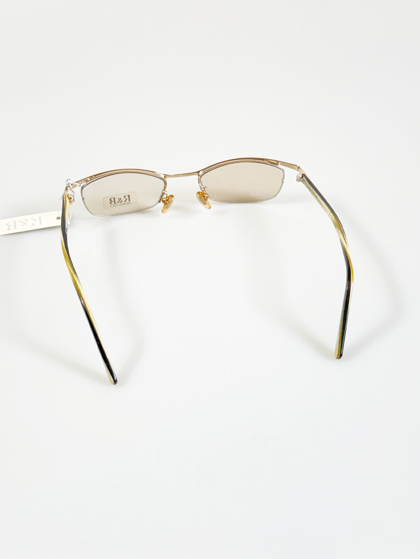R&B EYEWEAR Gold Semi-Rimless Square Metal Tinted Glasses