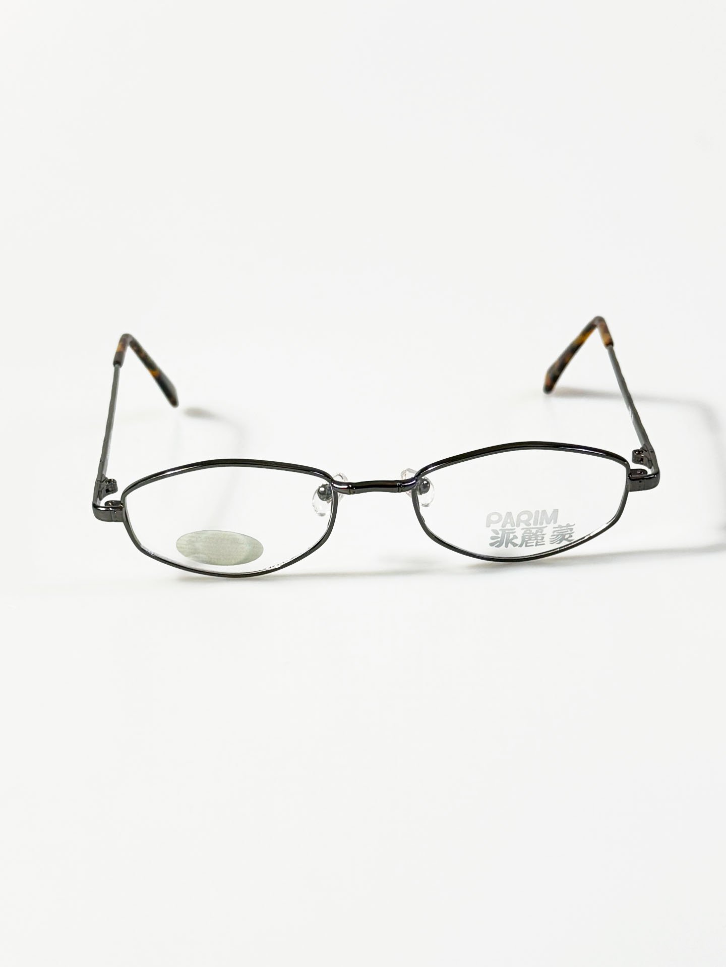 90's PARIM Slim Oval Gunmetal Metal Frame Glasses