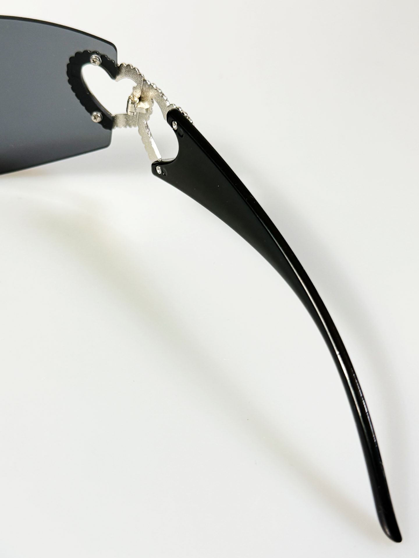 Black Goggle Shield Rimless Wraparound Sunglasses