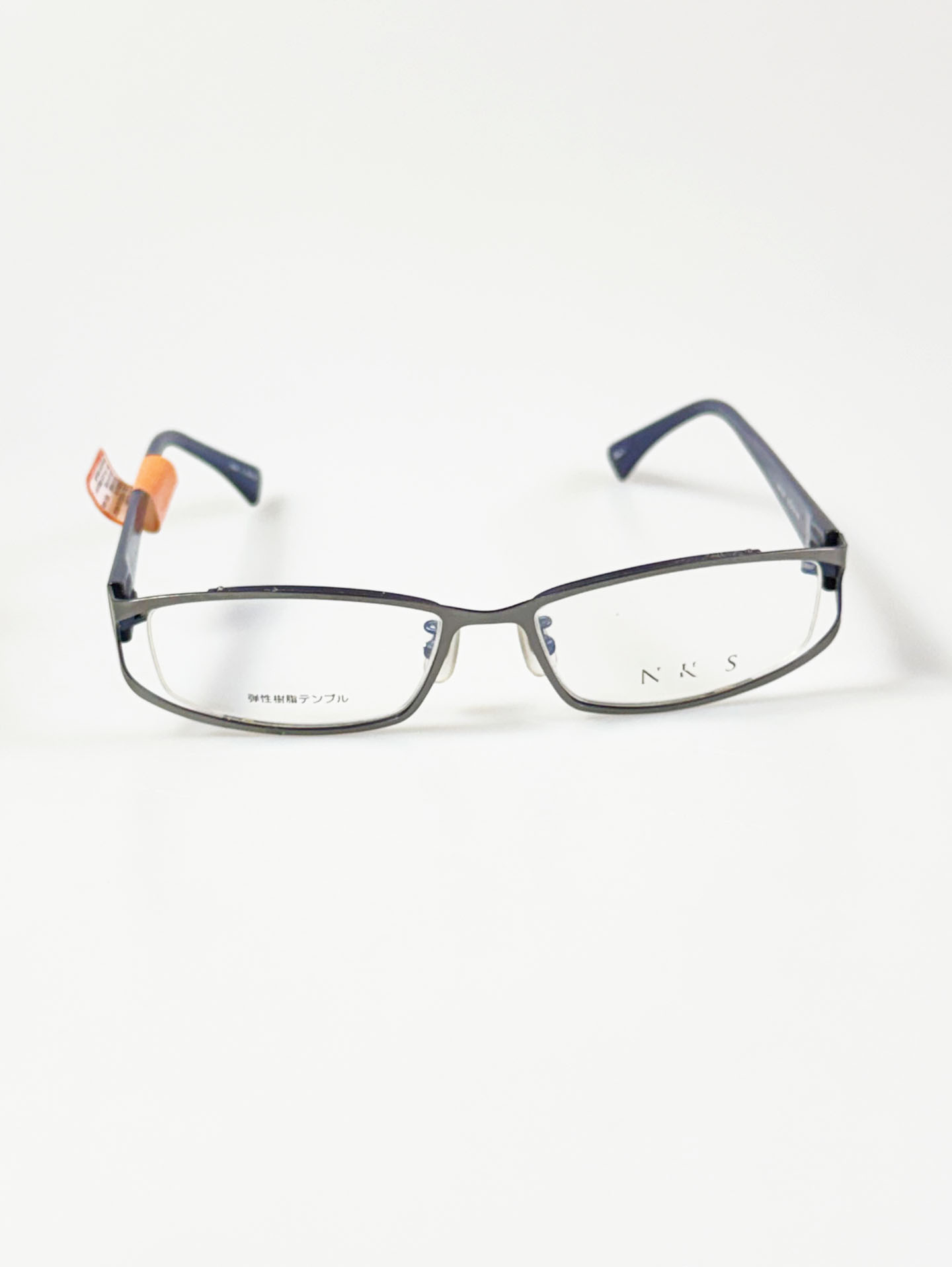 NIKOS Matte Silver& Navy Blue Slim Square Combination Frame Glasses