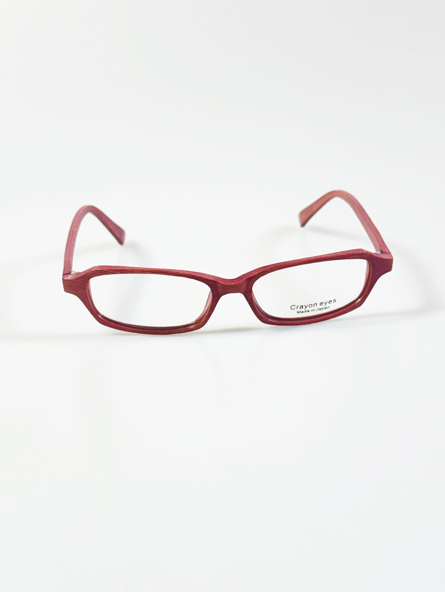 CRAYON EYES Pink Wood Slim Rectangle Frame Glasses (made in Japan)