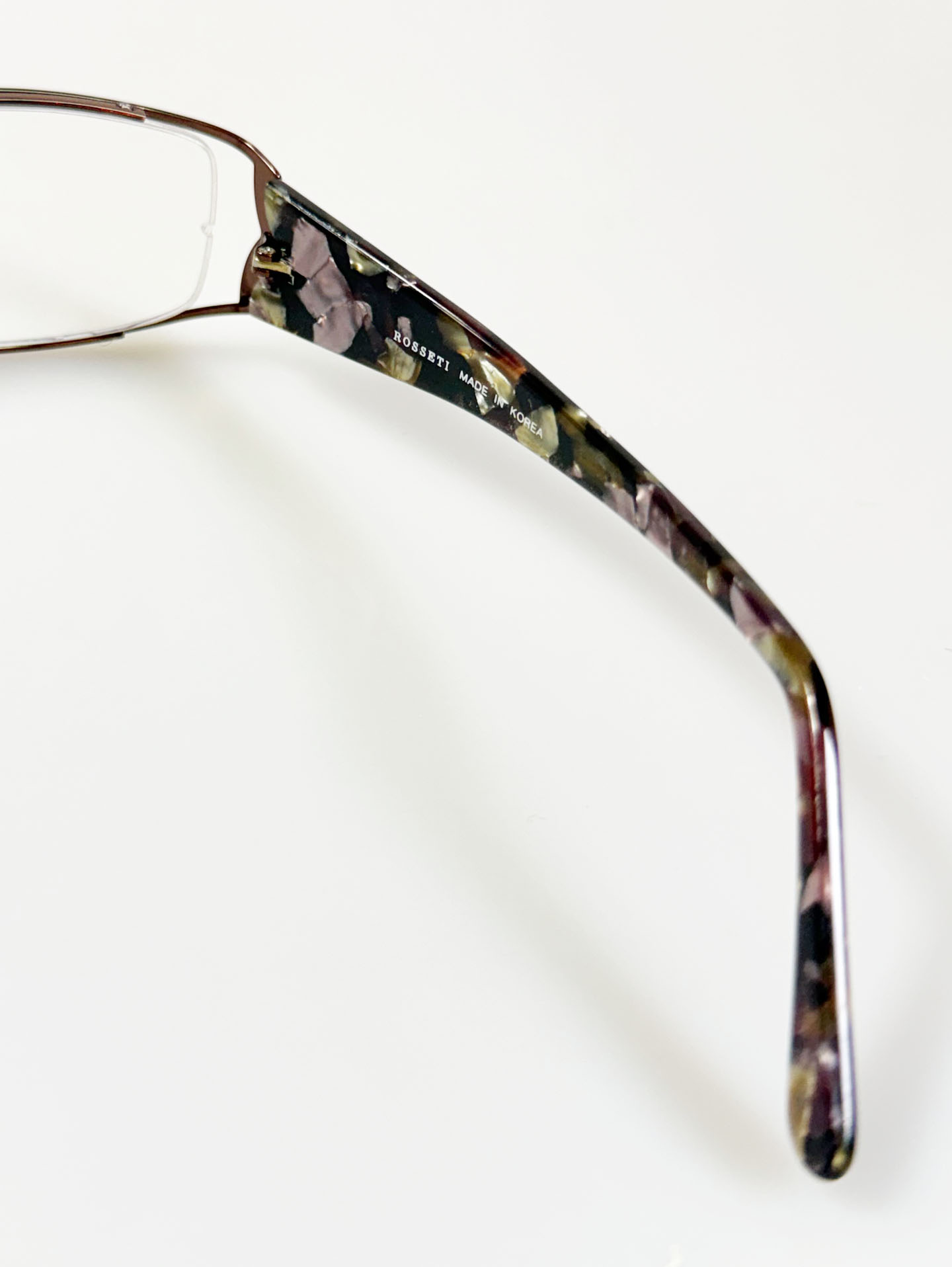 ROSSETI Brown Slim Square Metal Combination Frame Glasses