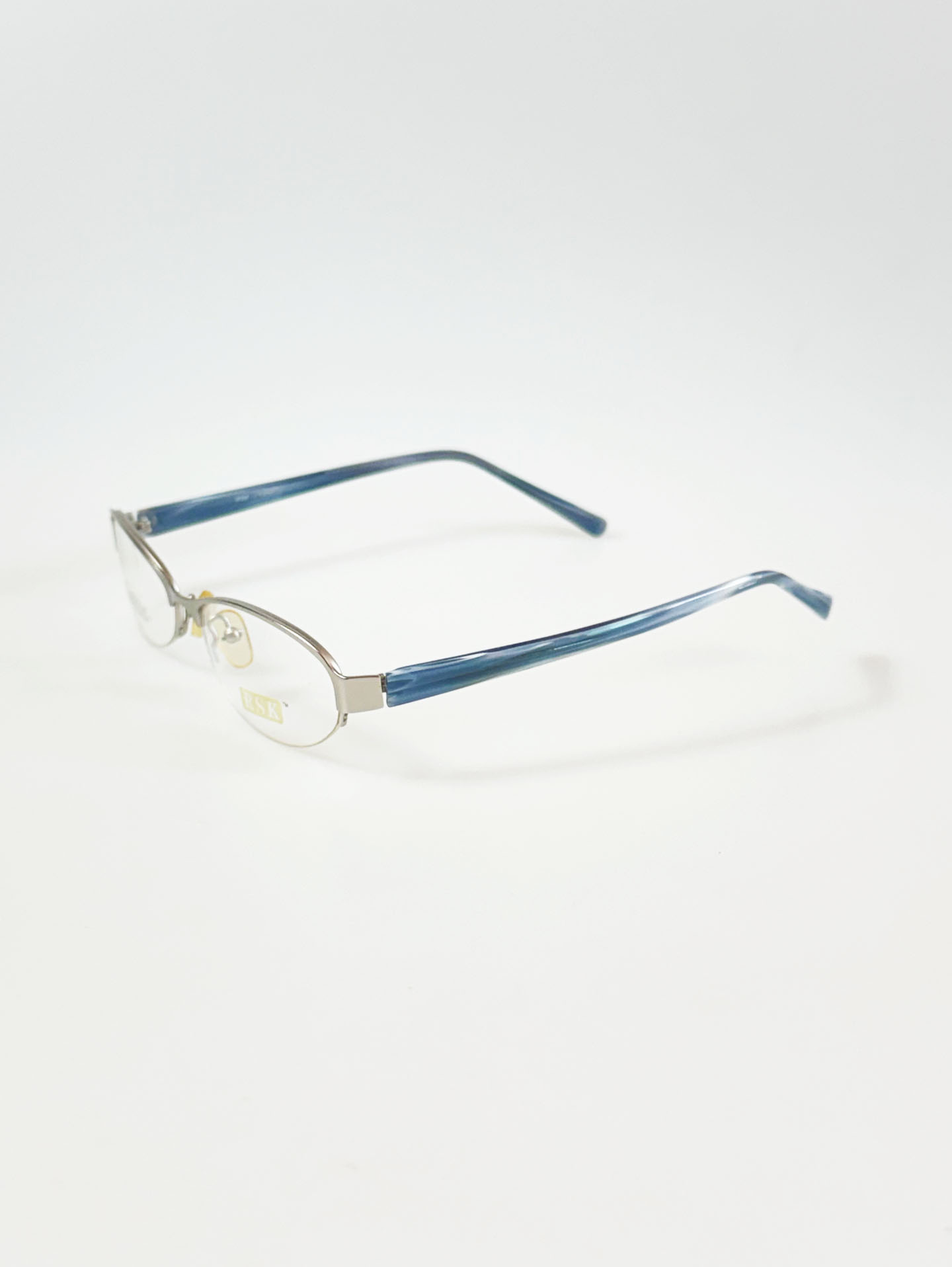 RSK Silver Oval Semi-Rimless Metal Glasses
