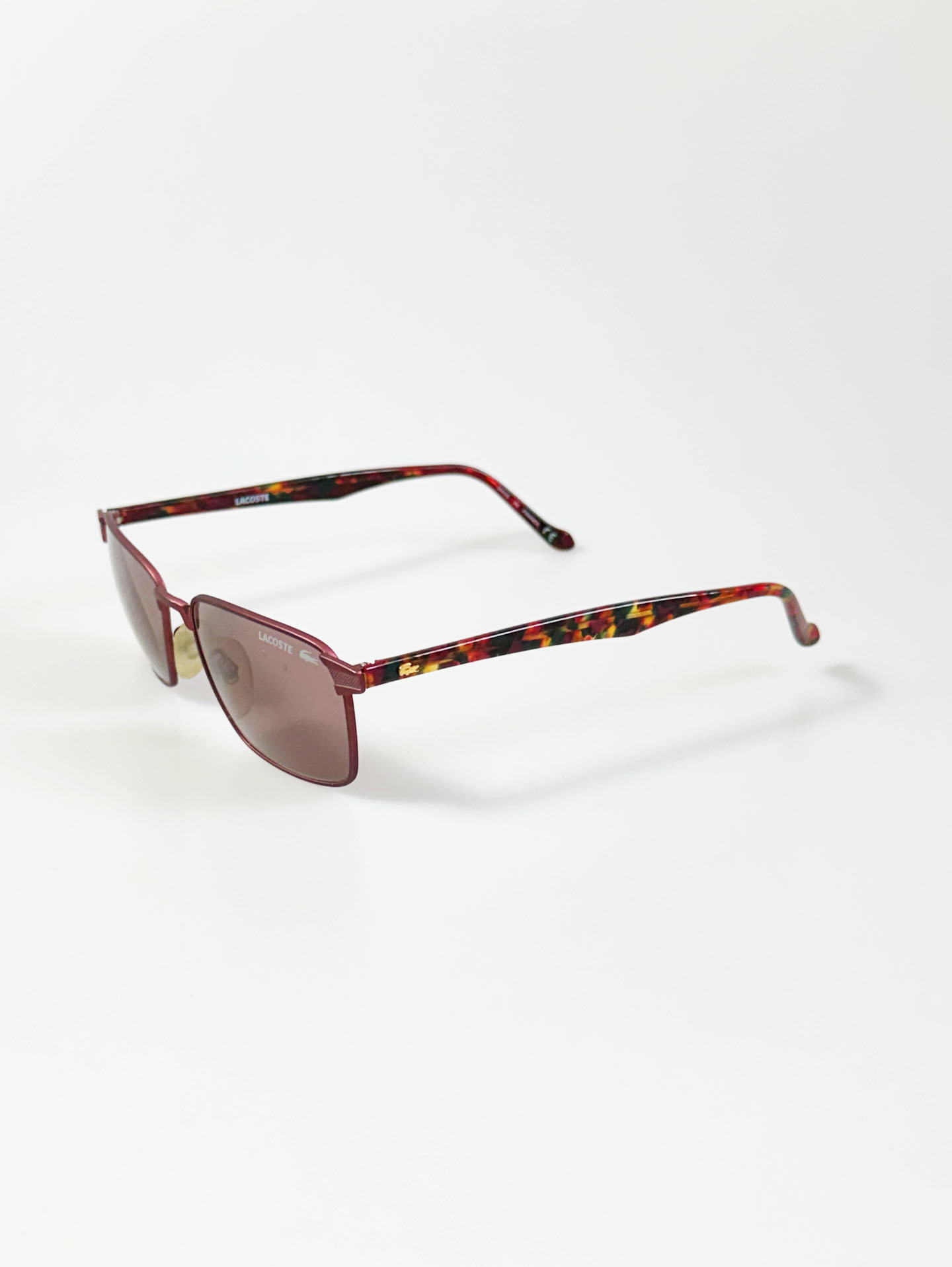 90's LACOSTE Matte Dark Pink Slim Square Metal Frame Sunglasses