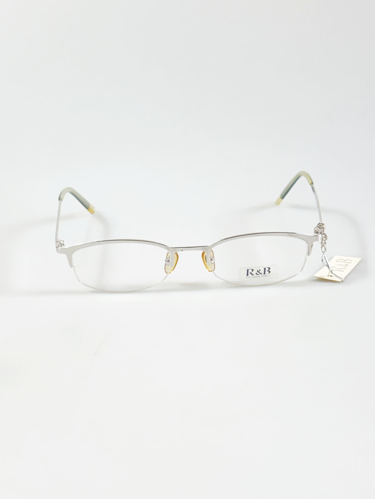 R&B Eyewear Silver Half-Rim Square Metal Glasses