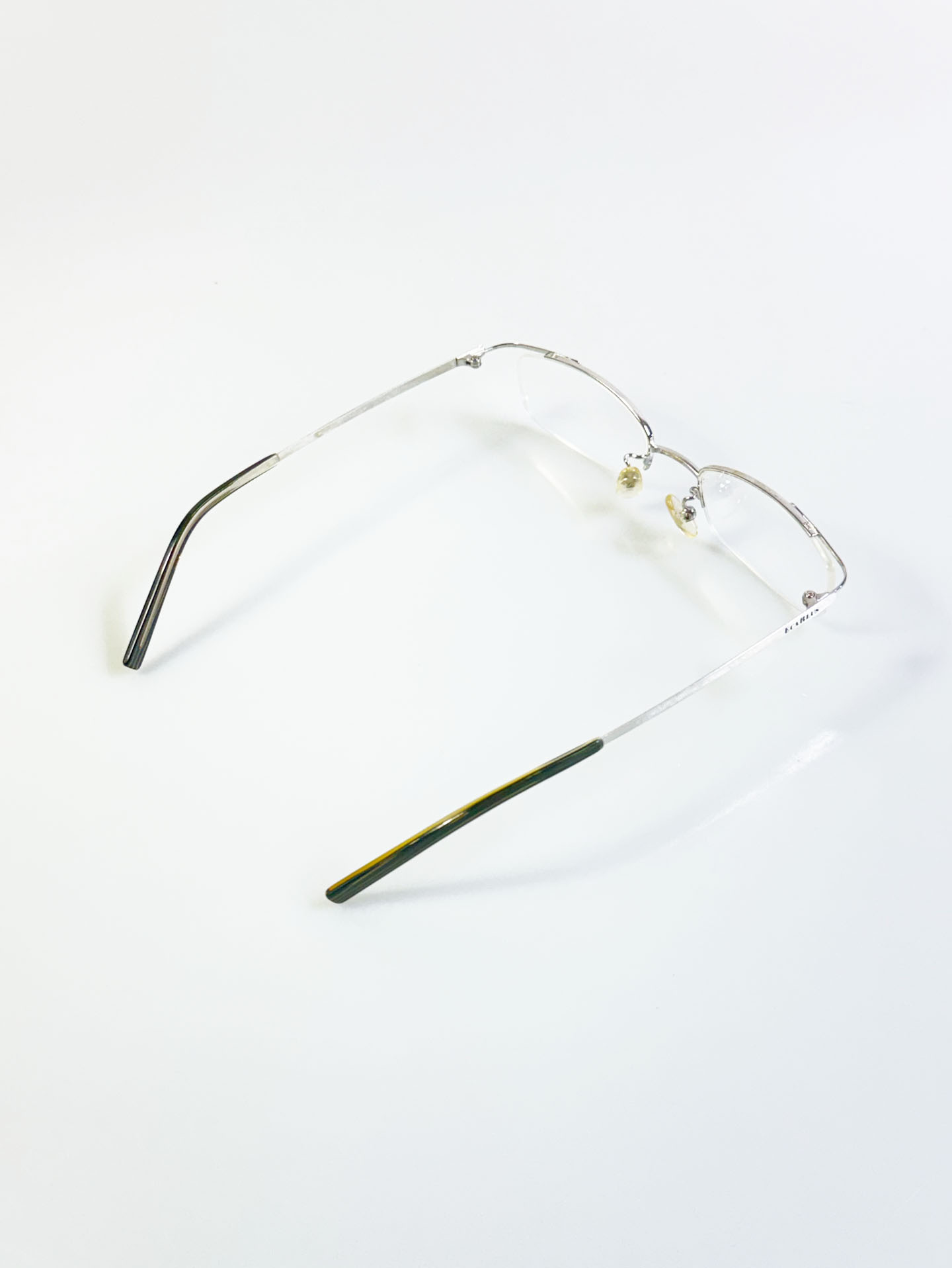 ECARLUS Silver Half-Rim Metal Square Glasses