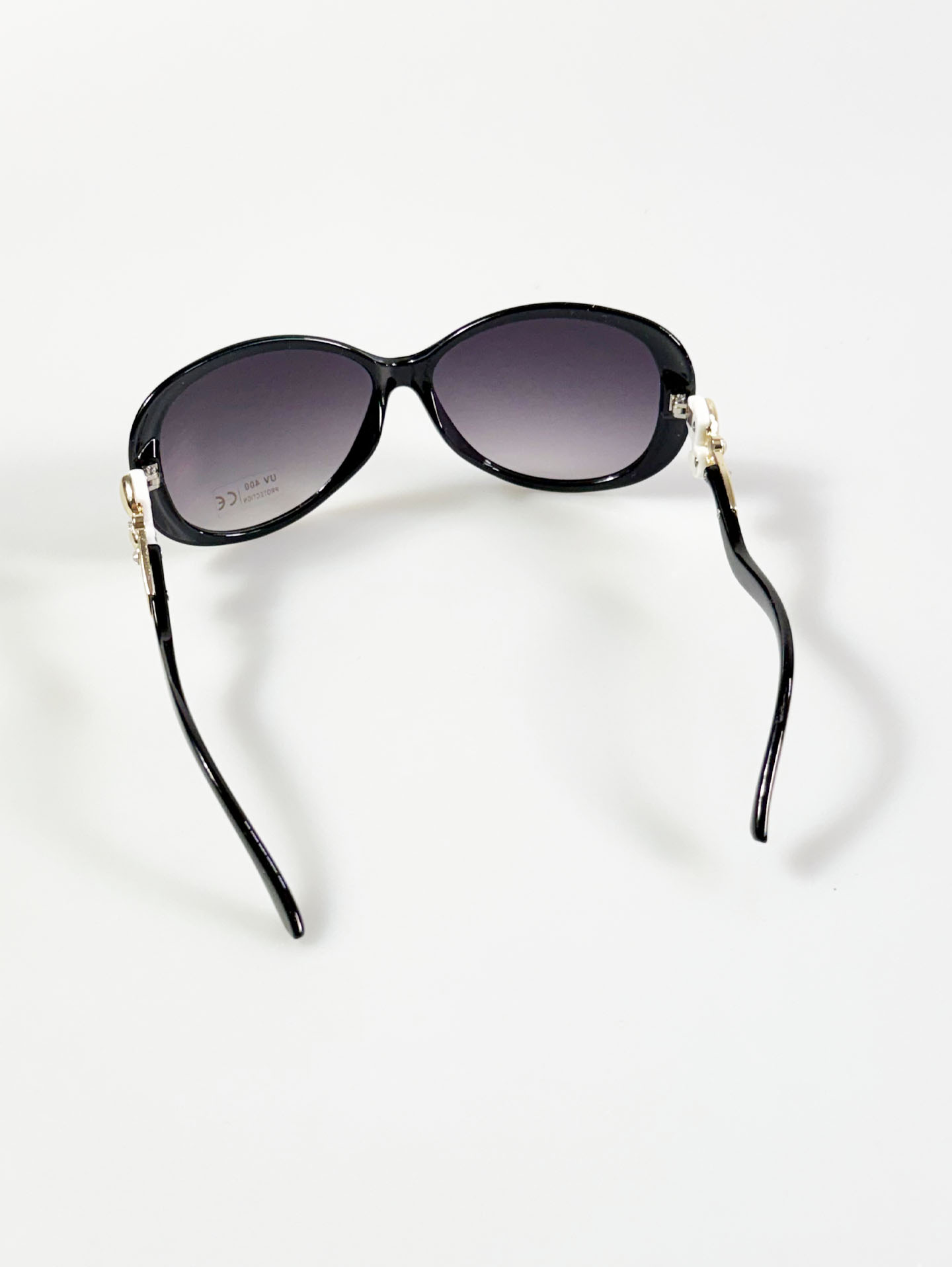 Black Oversized Butterfly Floral Temple Detail Sunglasses
