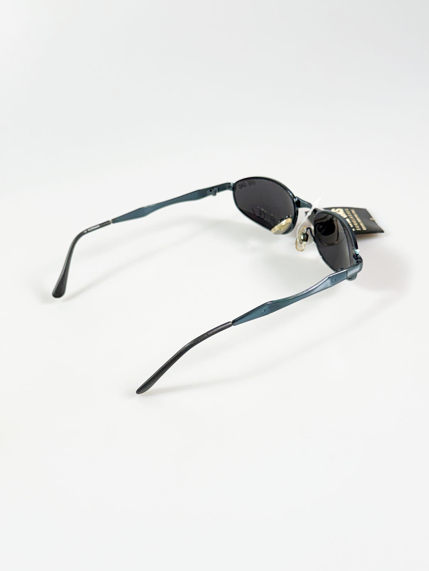 90's FIRE GAS Blue Slim Oval Metal Sunglasses