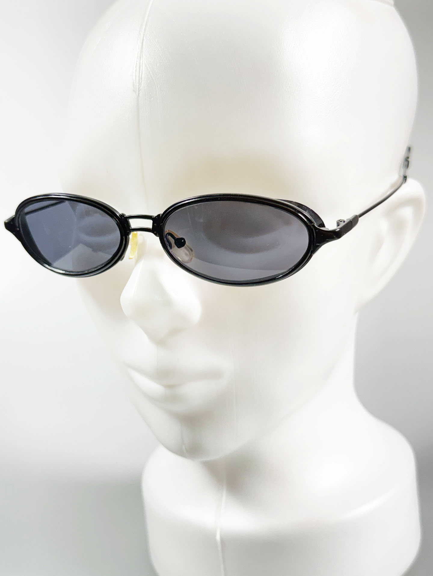 90's Black Layered Oval Metal Frame Sunglasses