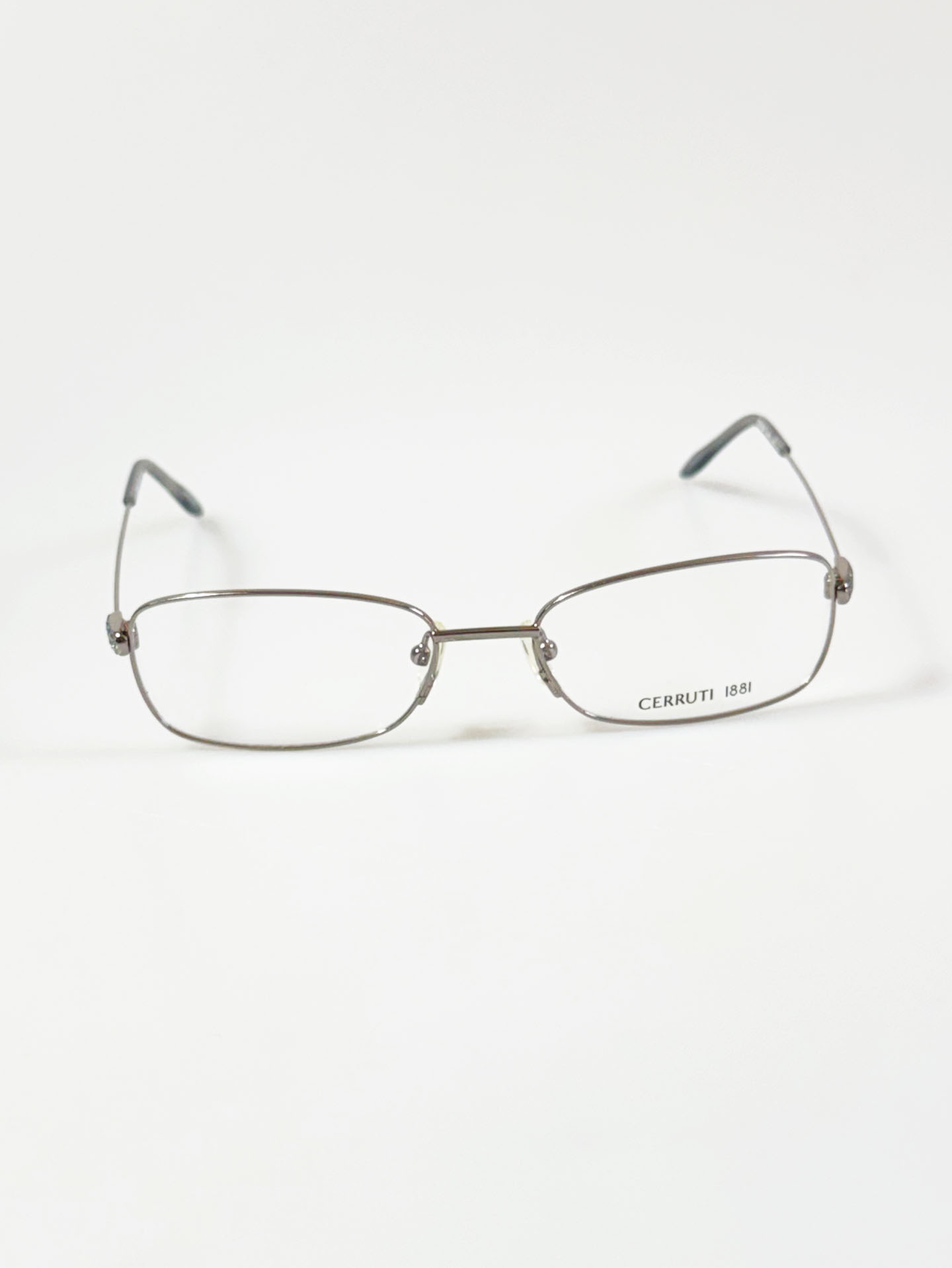 CERRUTI 1881 Dark Silver Slim Square Metal Frame Glasses