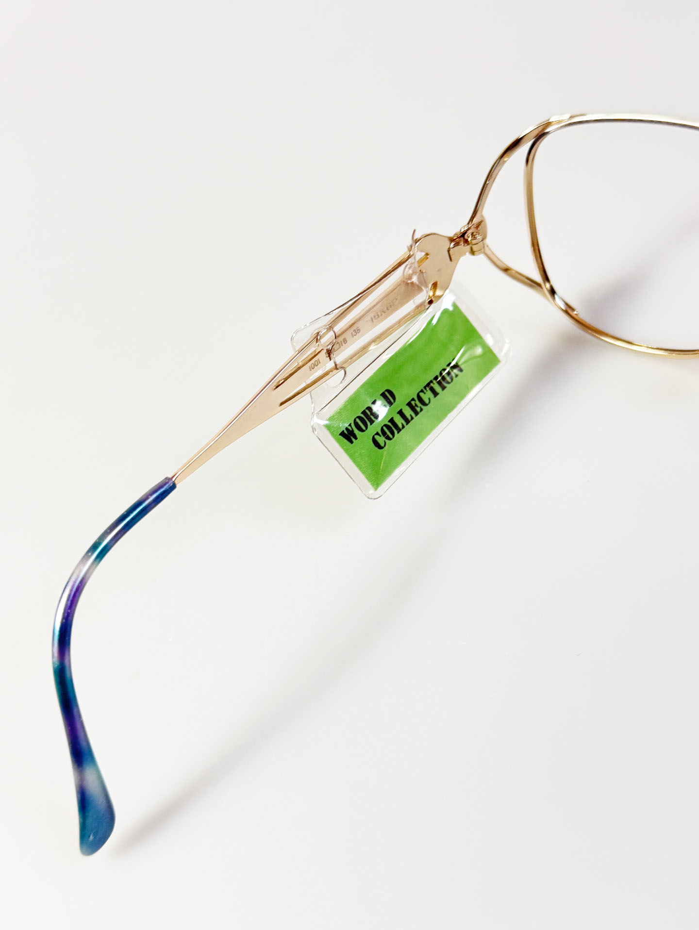 WORLD COLLECTION Gold Metal Slim Square Frame Glasses