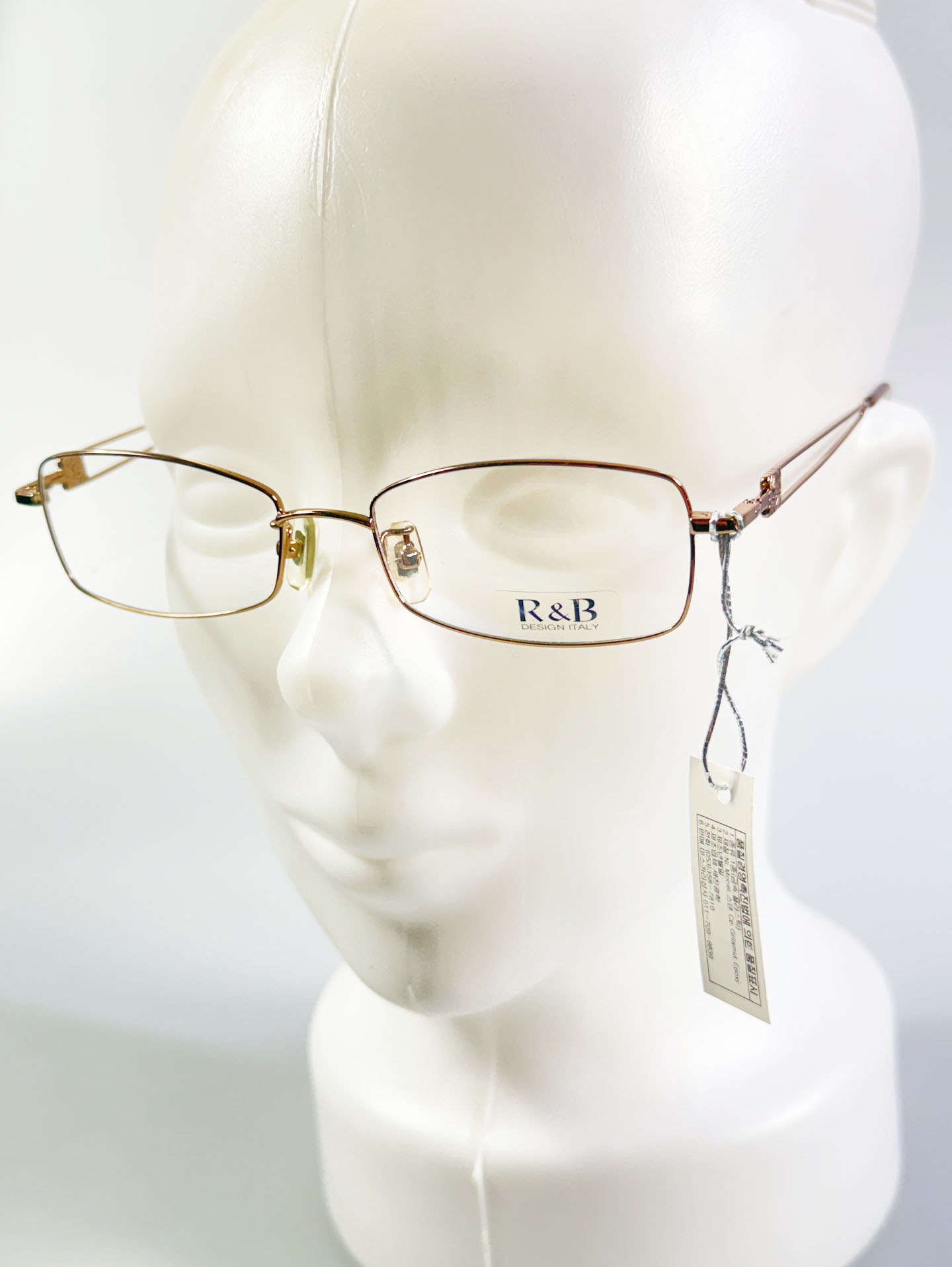 R&B Eyewear Gold Slim Square Metal Glasses