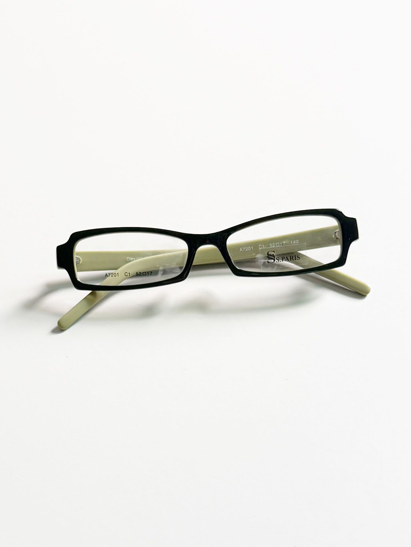 SS.PARIS Black & Olive Square Horn-Rim Glasses