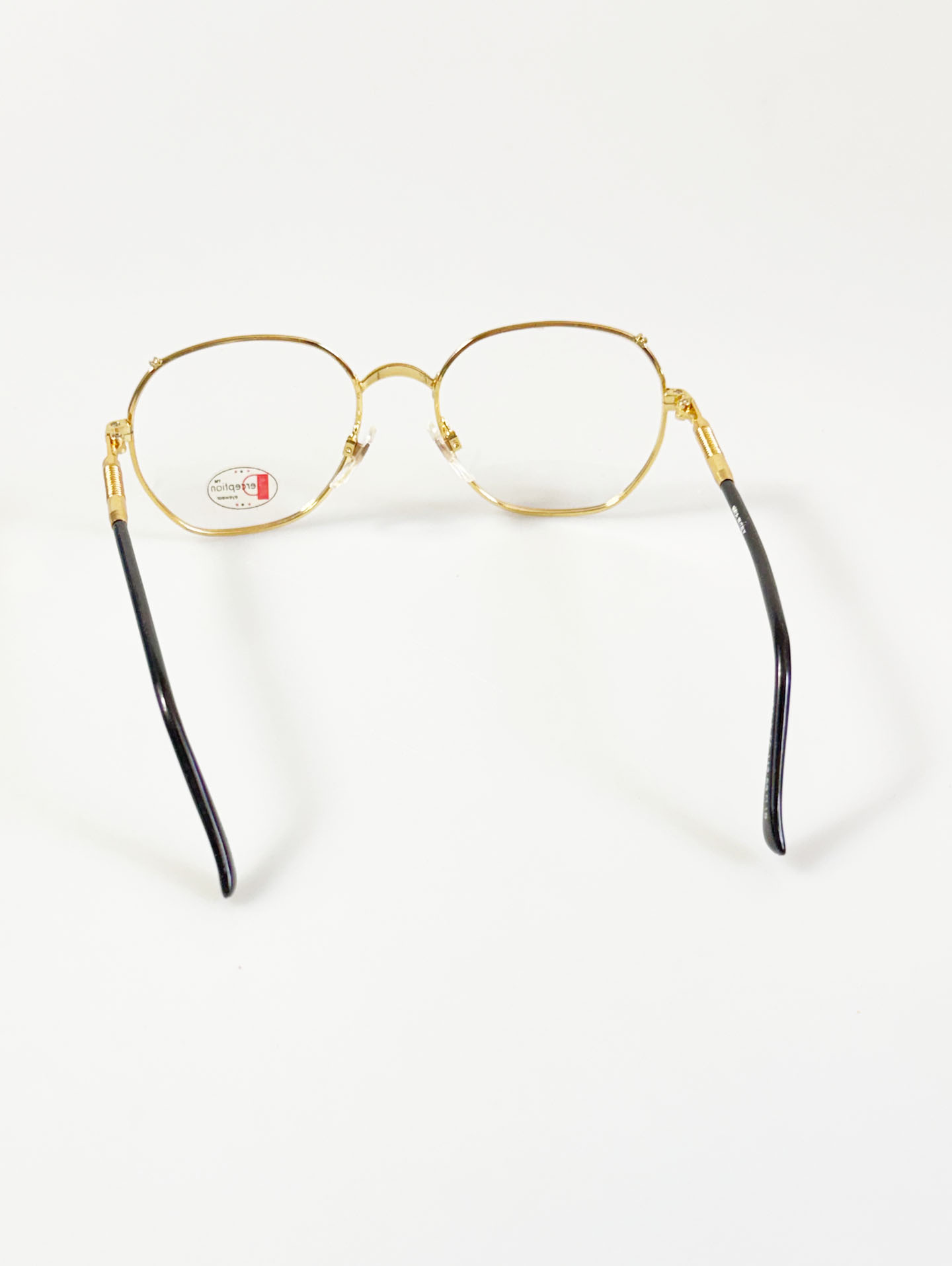 90's PERCEPTION Eyewear Gold Black Geometric Metal Frame Glasses