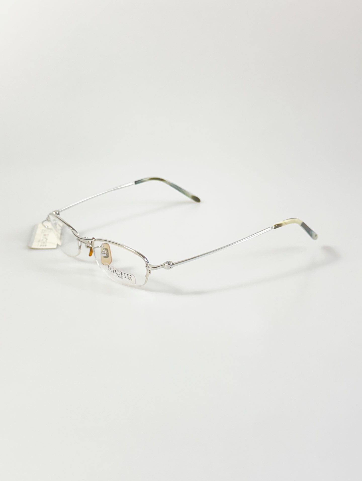 RICHE Paris Silver Square Half Rim Metal Glasses