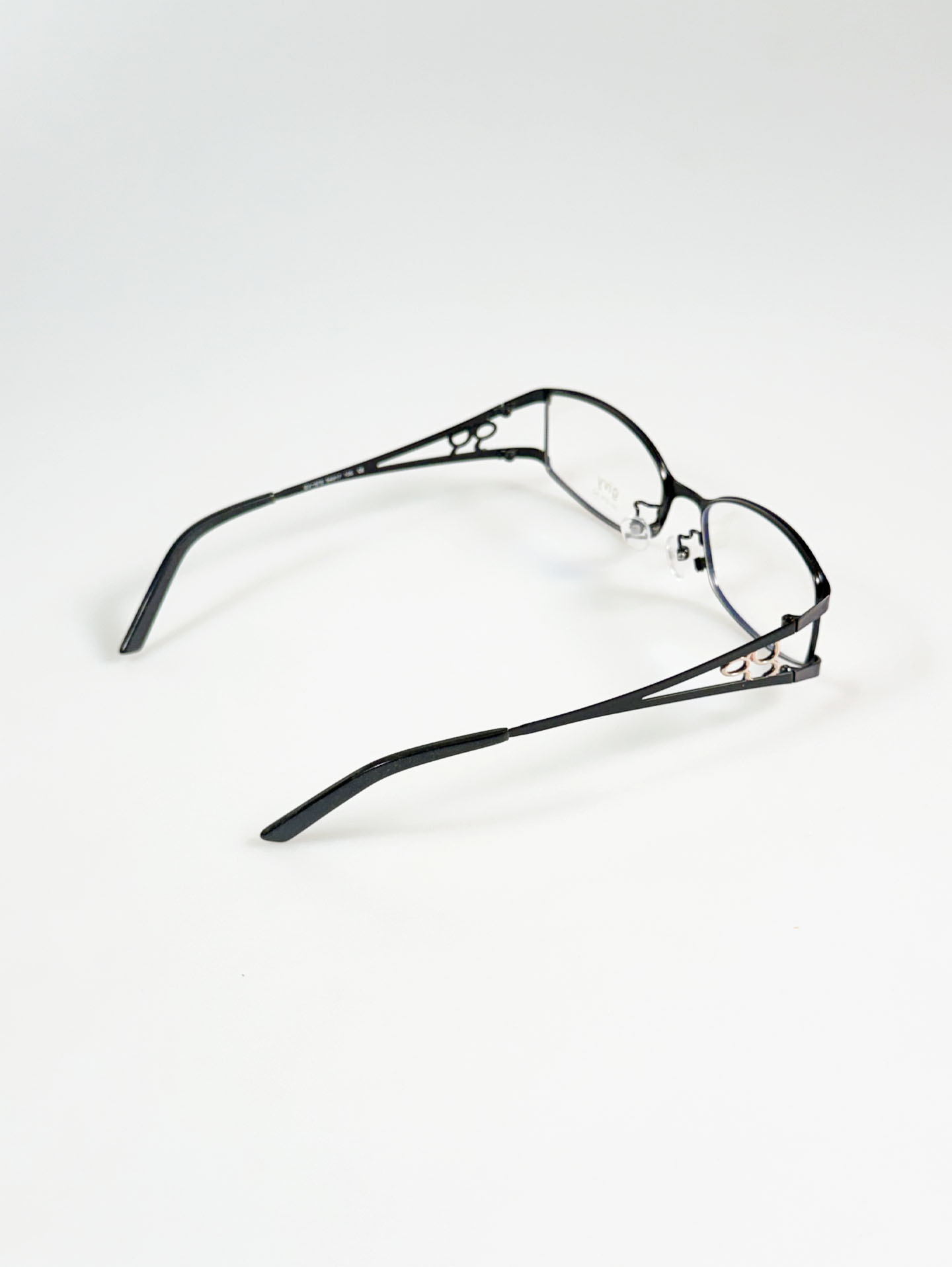 GIVY Black Slim Square Metal Frame Glasses