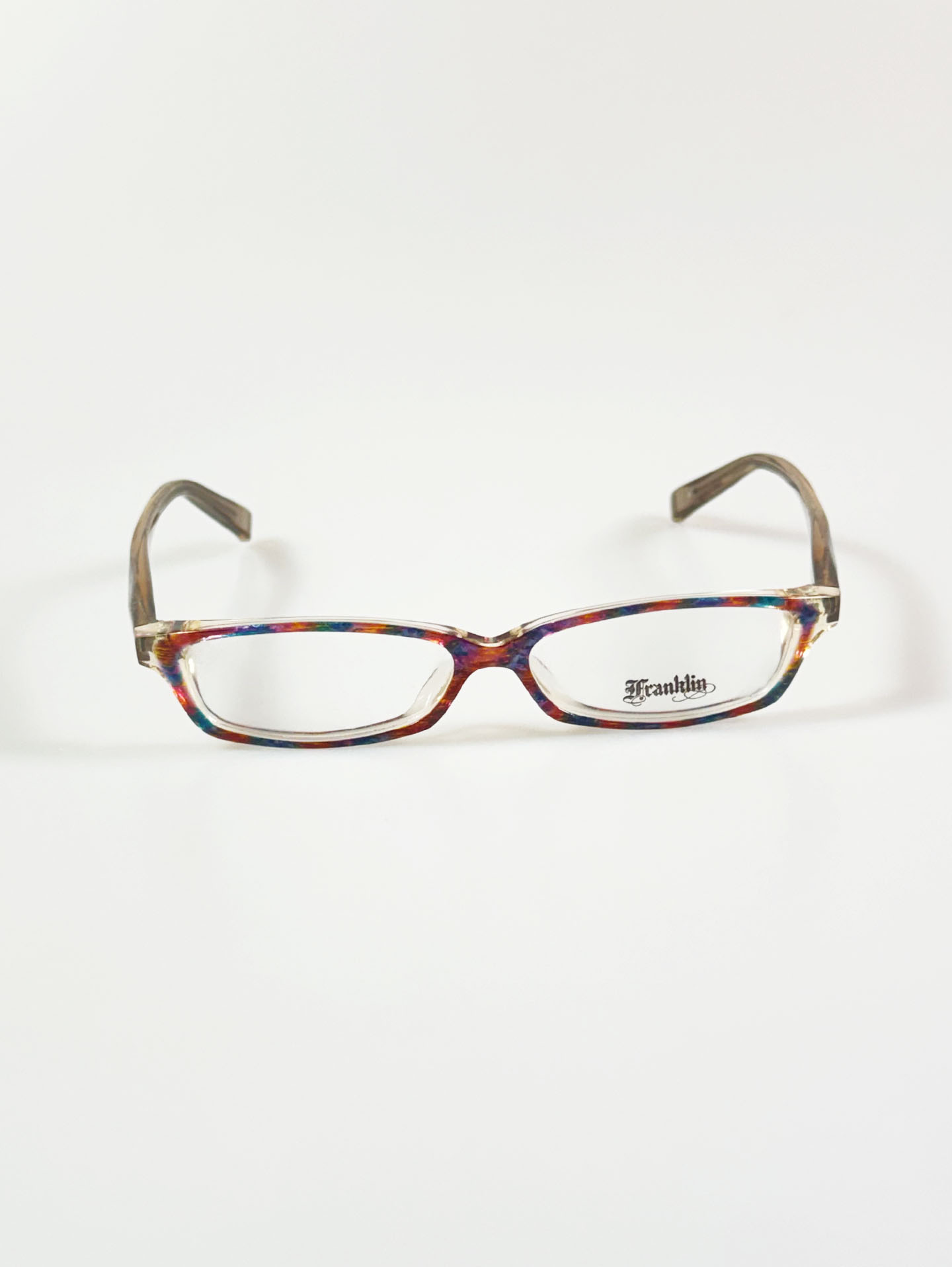 90's Franklin Patterned Square Horn-Rim Frame Glasses